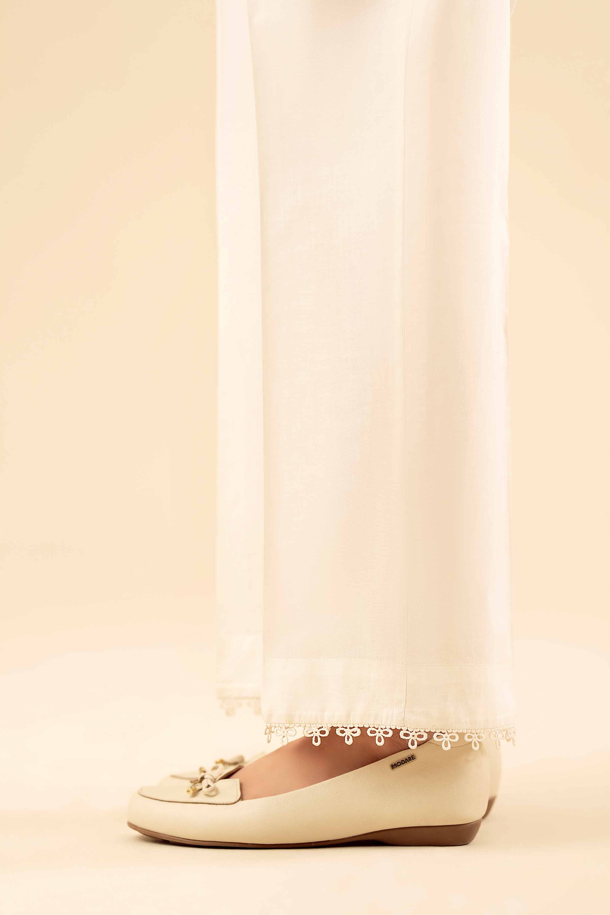 NISHATUAE - White Solids Cambric Ready to wear Trousers