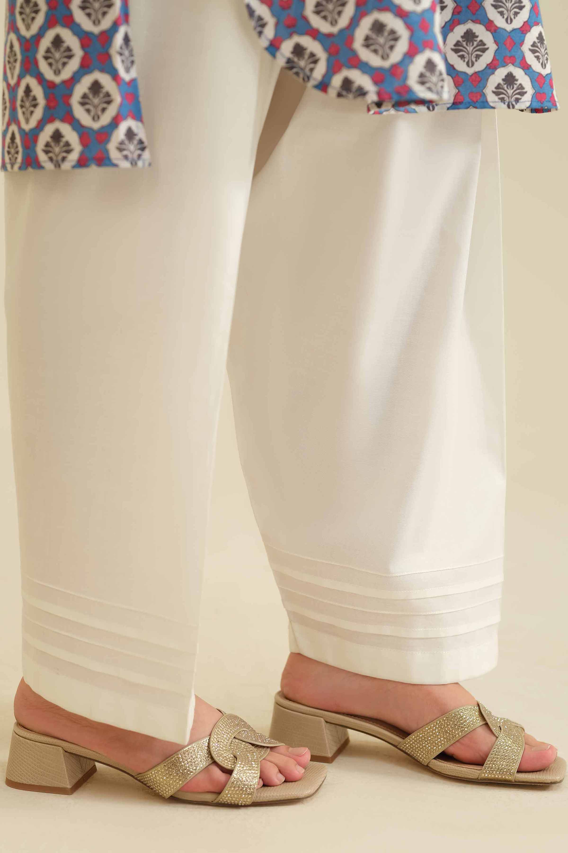 NISHATUAE - White Solids Cambric Ready to wear Shalwar