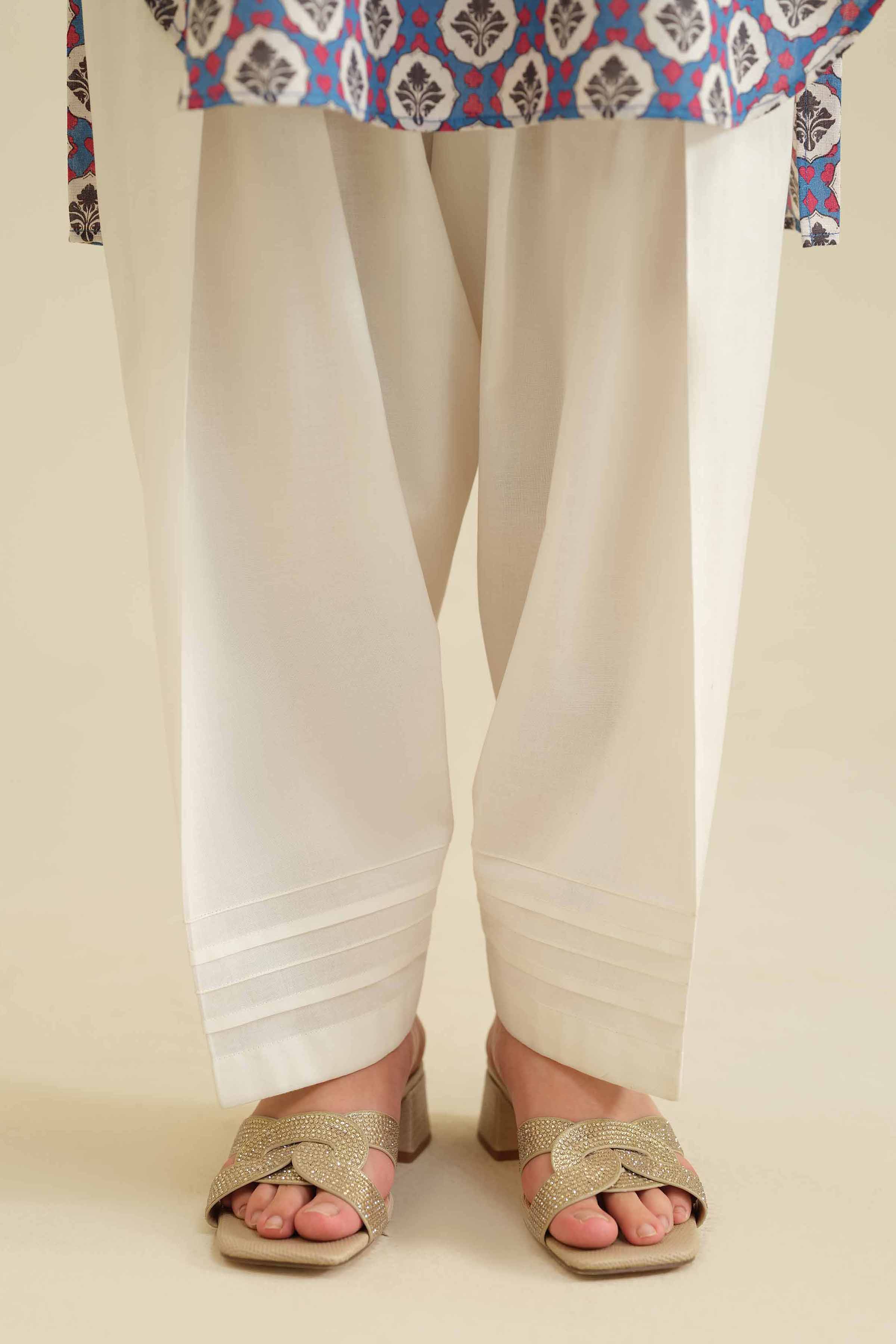 NISHATUAE - White Solids Cambric Ready to wear Shalwar