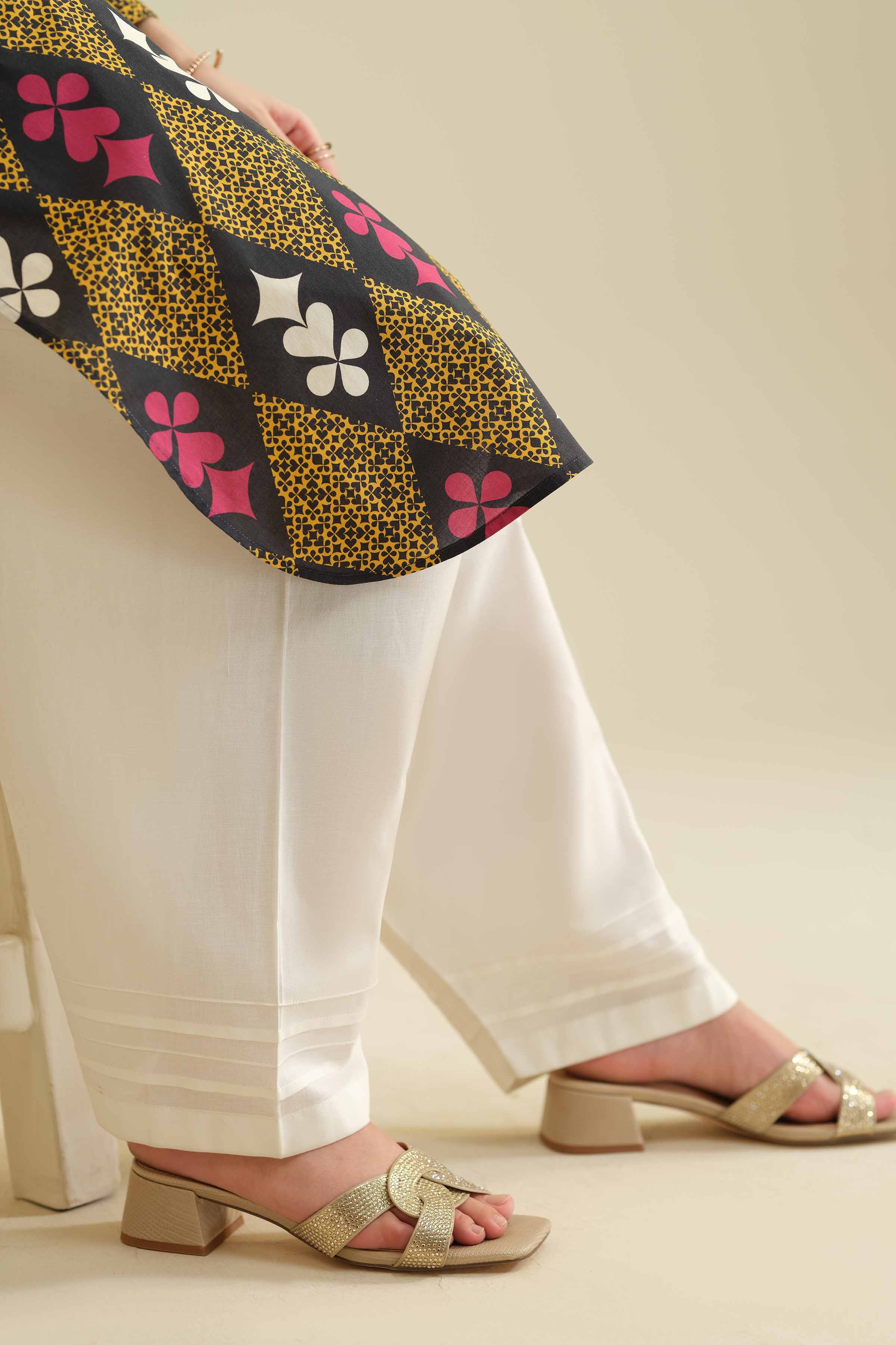 NISHATUAE - White Solids Cambric Ready to wear Shalwar