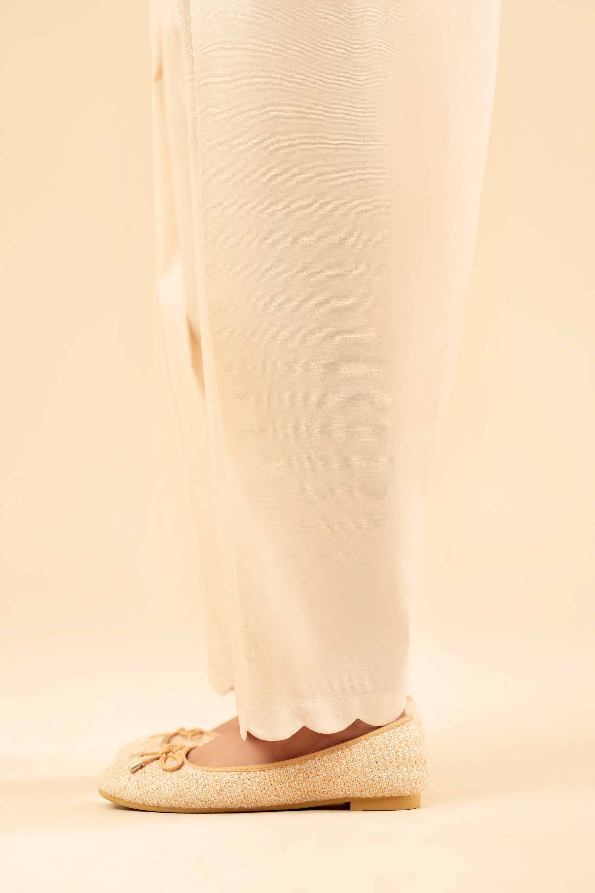 NISHATUAE - Off White Solids Cambric Ready to wear Shalwar