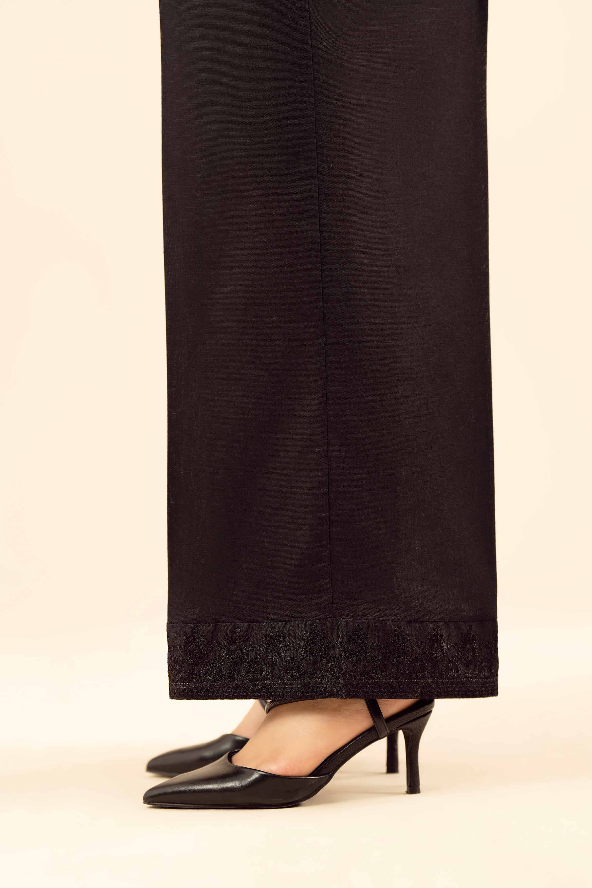 NISHATUAE - Black Embroidered Karandi Ready to wear Pants