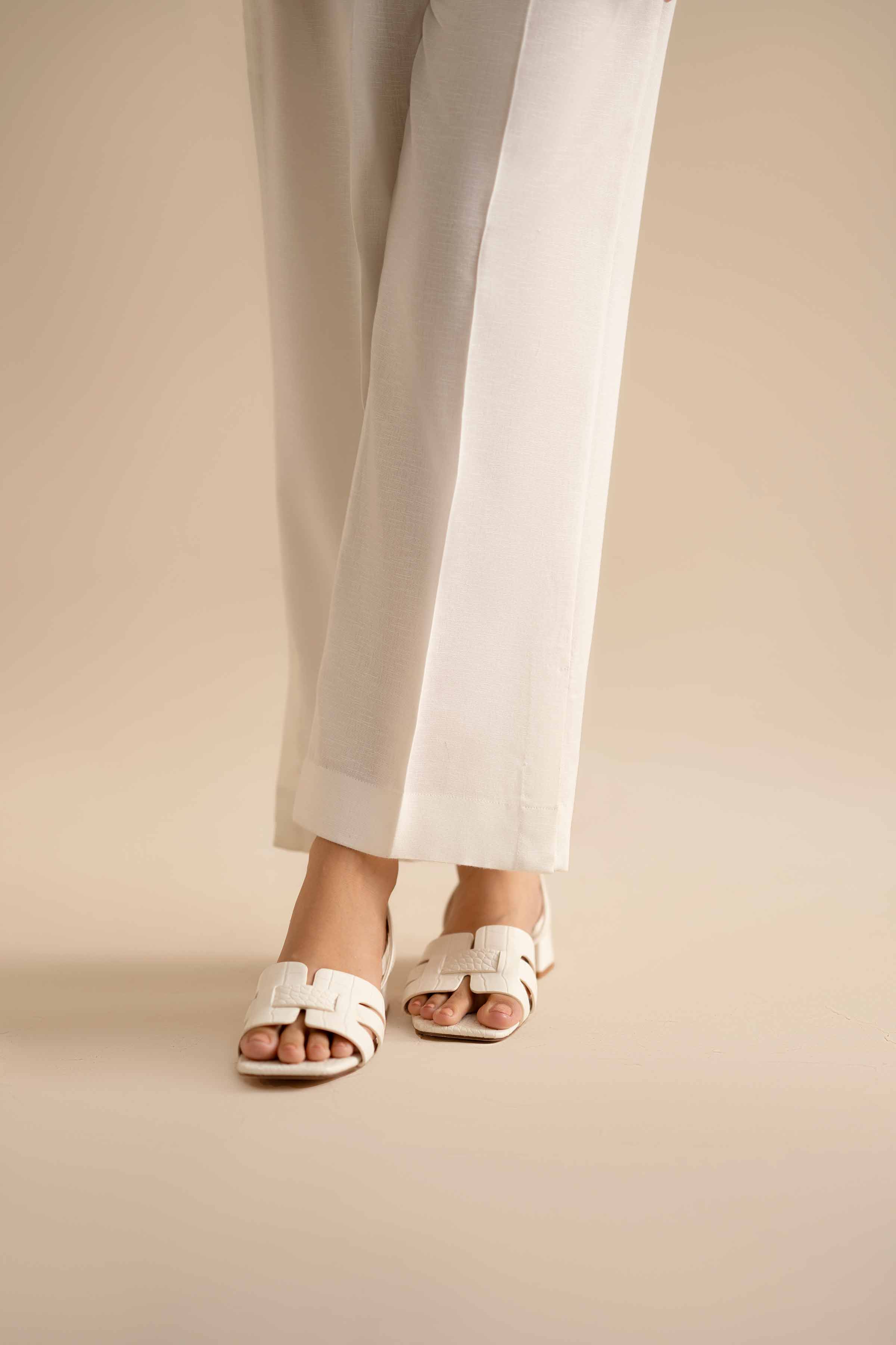 NISHATUAE - Off White Solids Karandi Ready to wear Trousers