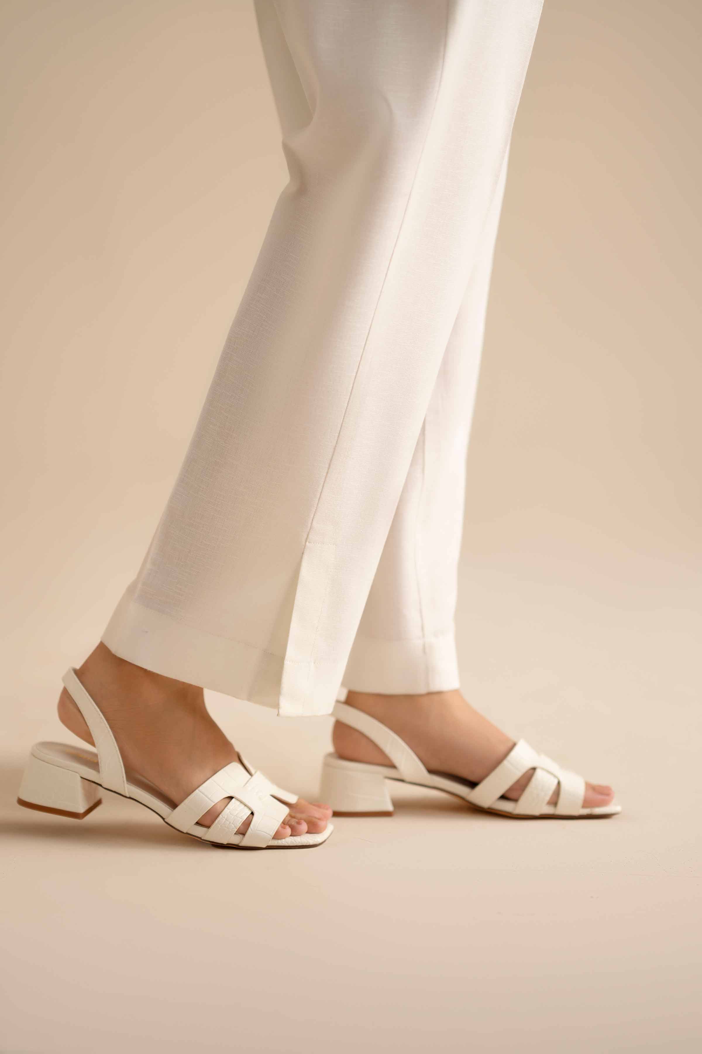 NISHATUAE - Off White Solids Karandi Ready to wear Trousers