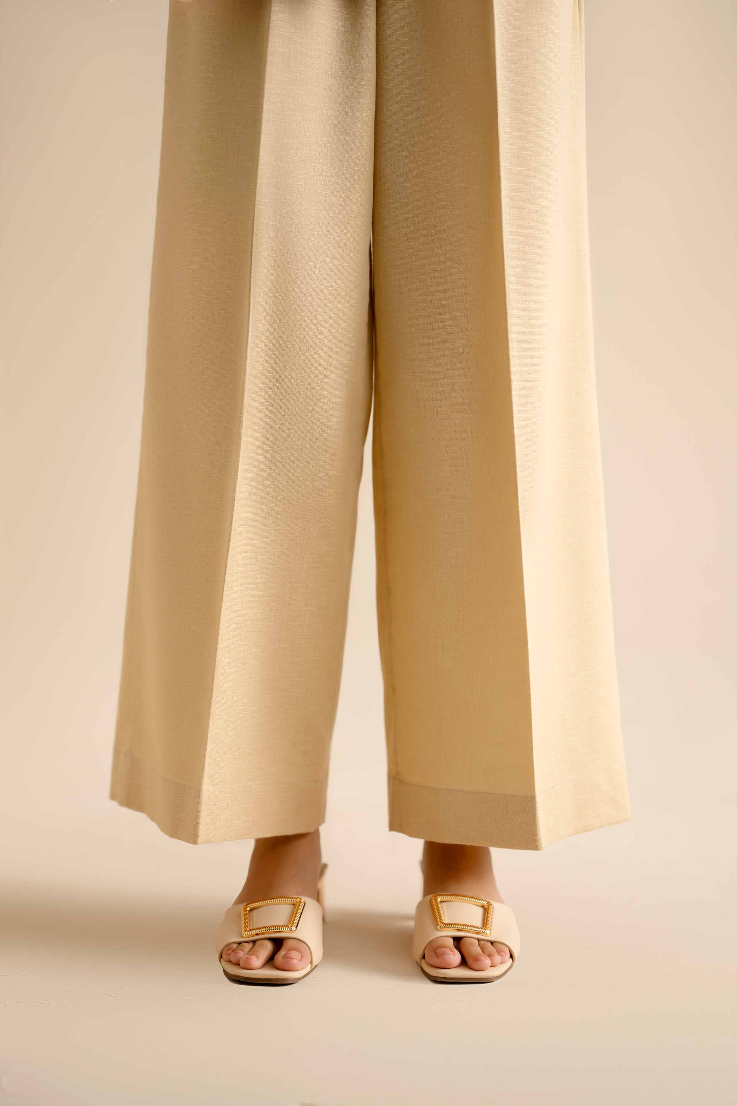 NISHATUAE - Beige Solids Karandi Ready to wear Trousers