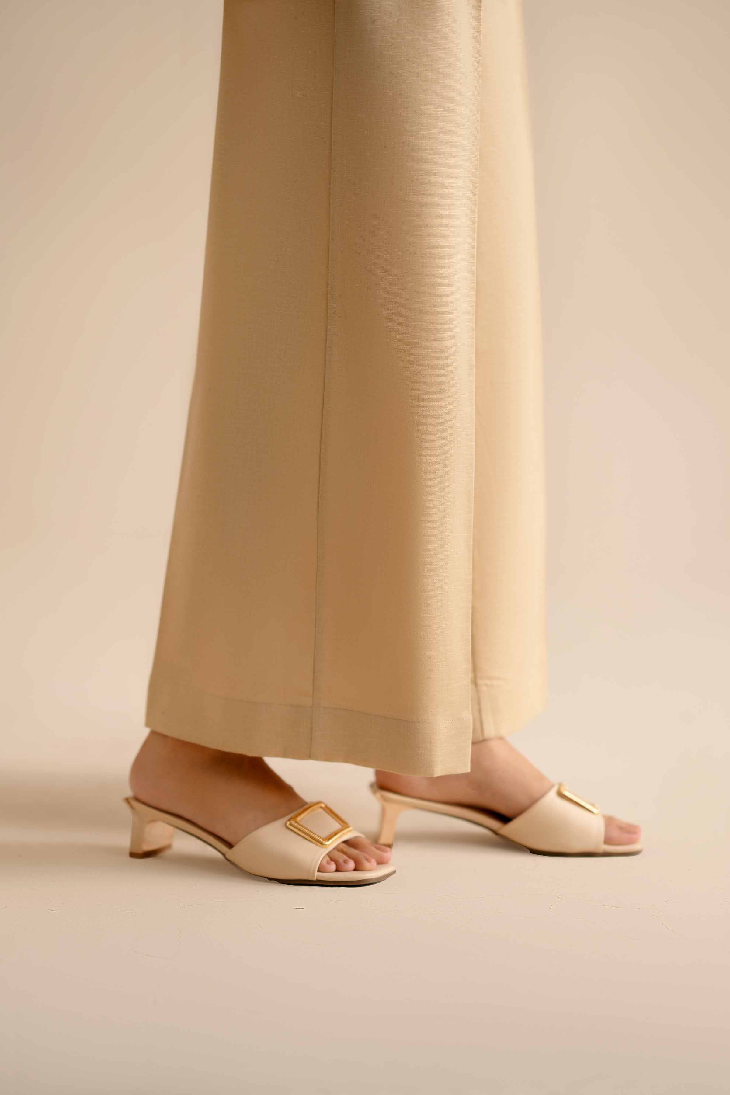 NISHATUAE - Beige Solids Karandi Ready to wear Trousers