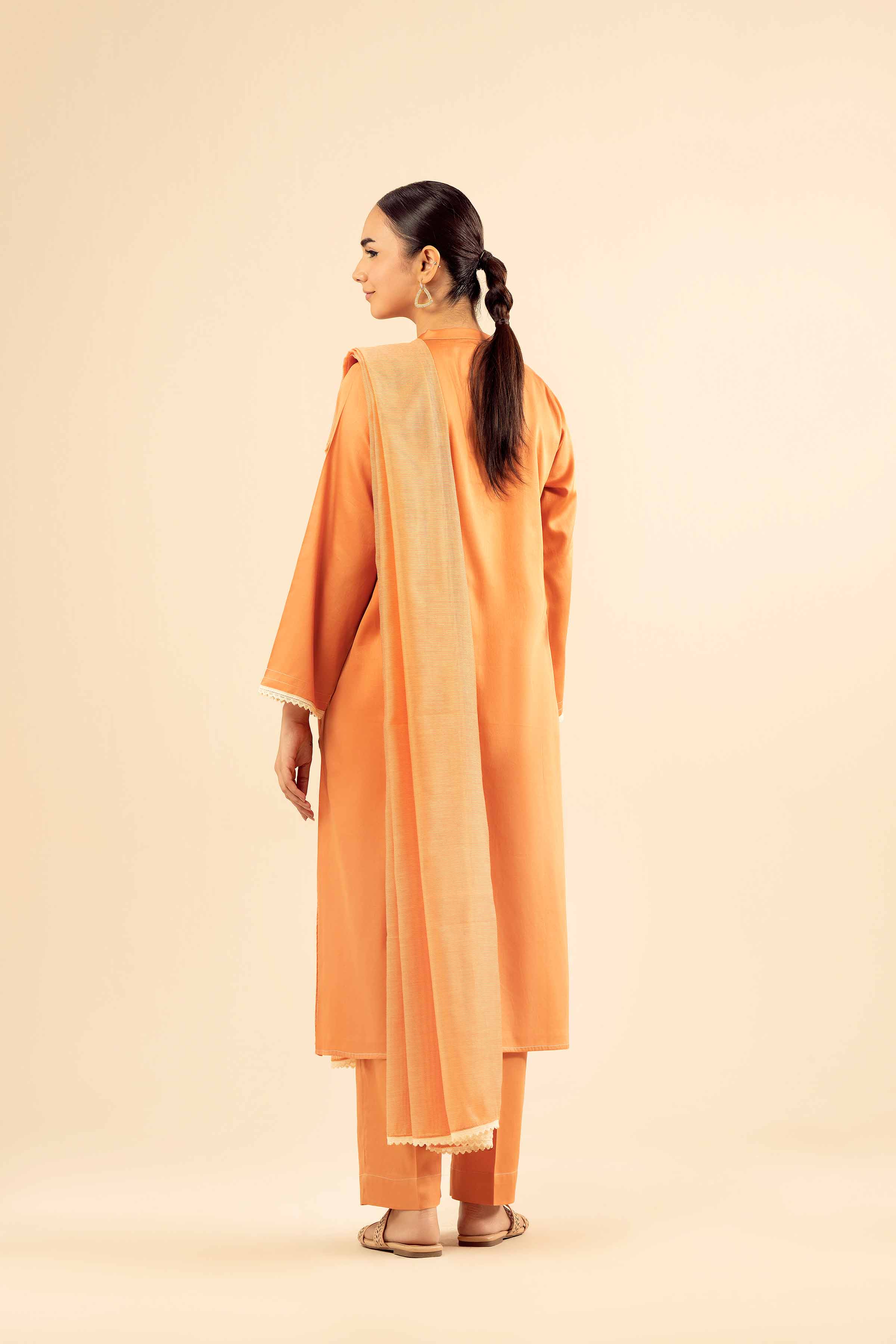 NISHATUAE - Orange Solids Satin 3-piece Ready to wear Suit