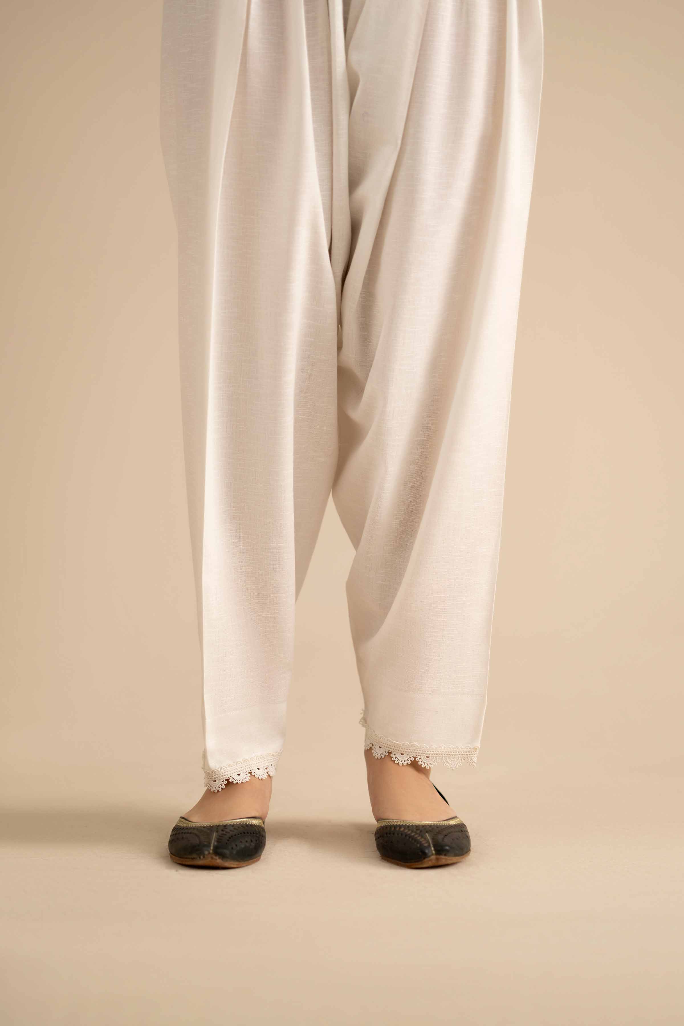 NISHATUAE - White Solids Karandi Ready to wear Shalwar