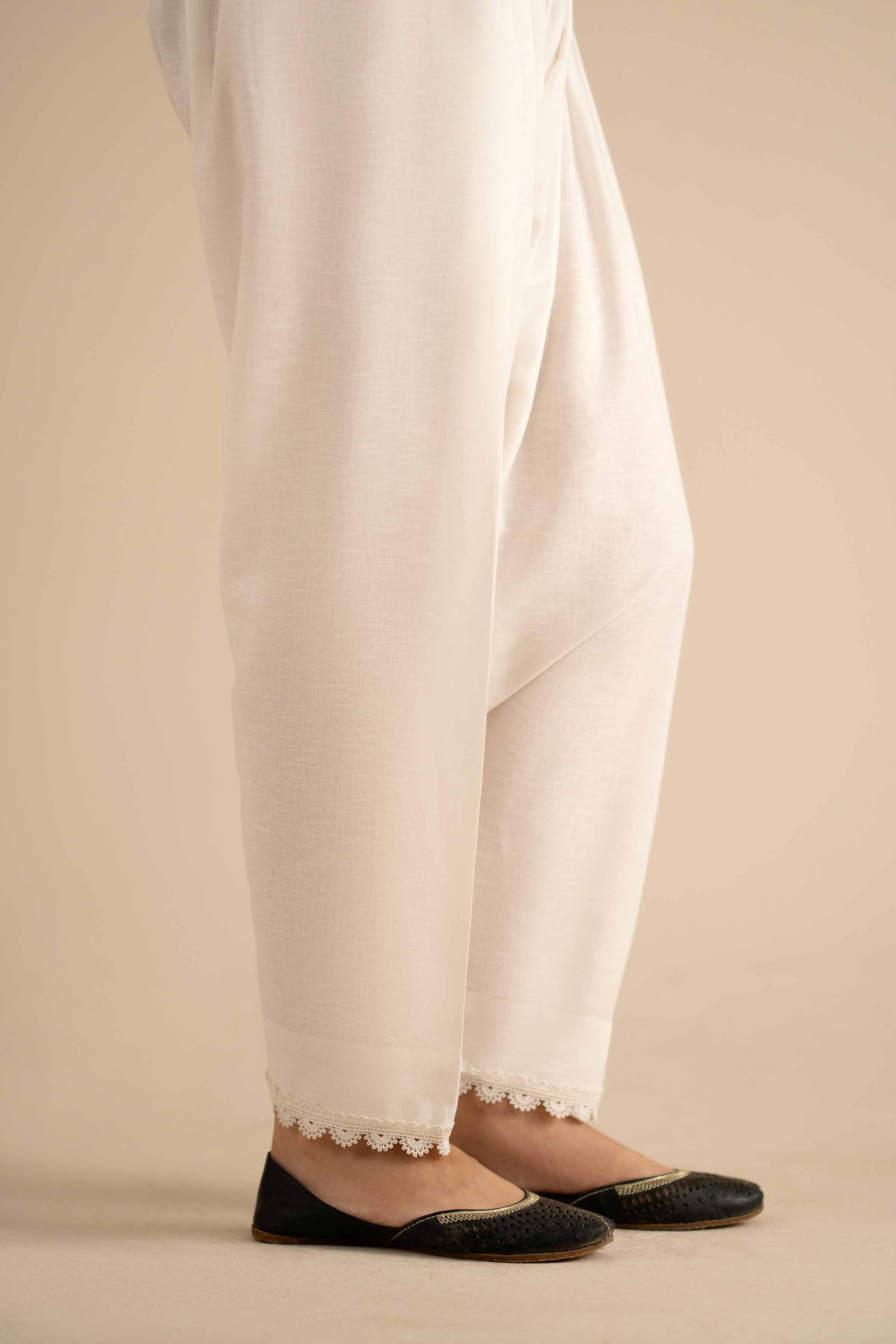 NISHATUAE - White Solids Karandi Ready to wear Shalwar