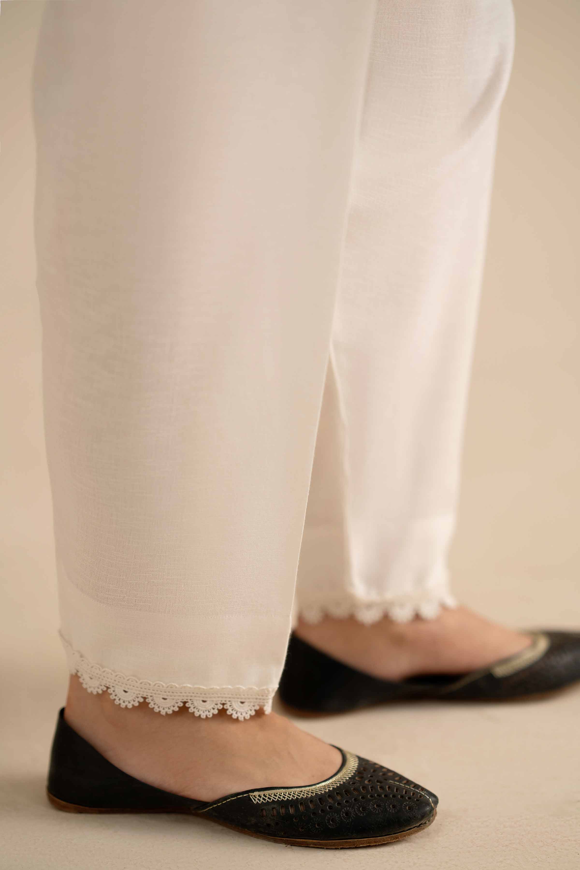 NISHATUAE - White Solids Karandi Ready to wear Shalwar