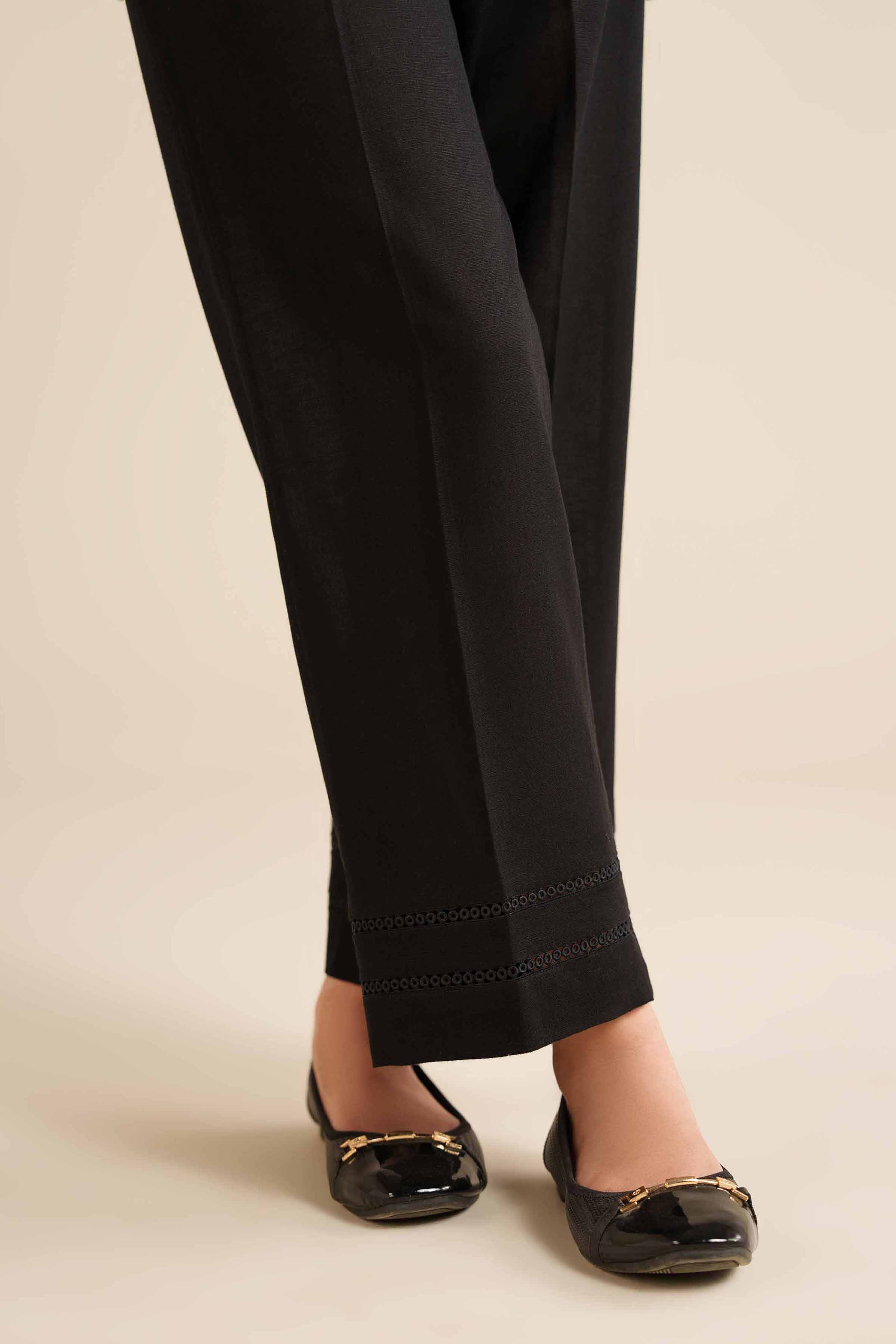 NISHATUAE - Black Solids Karandi Ready to wear Trousers