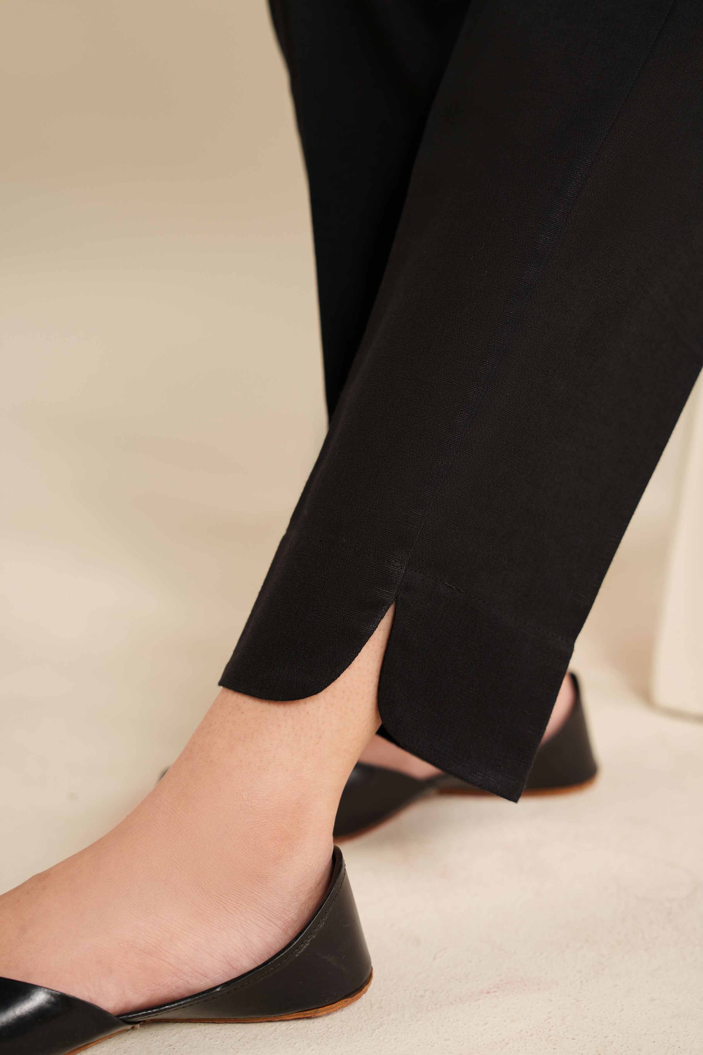 NISHATUAE - Black Solids Karandi Ready to wear Trousers