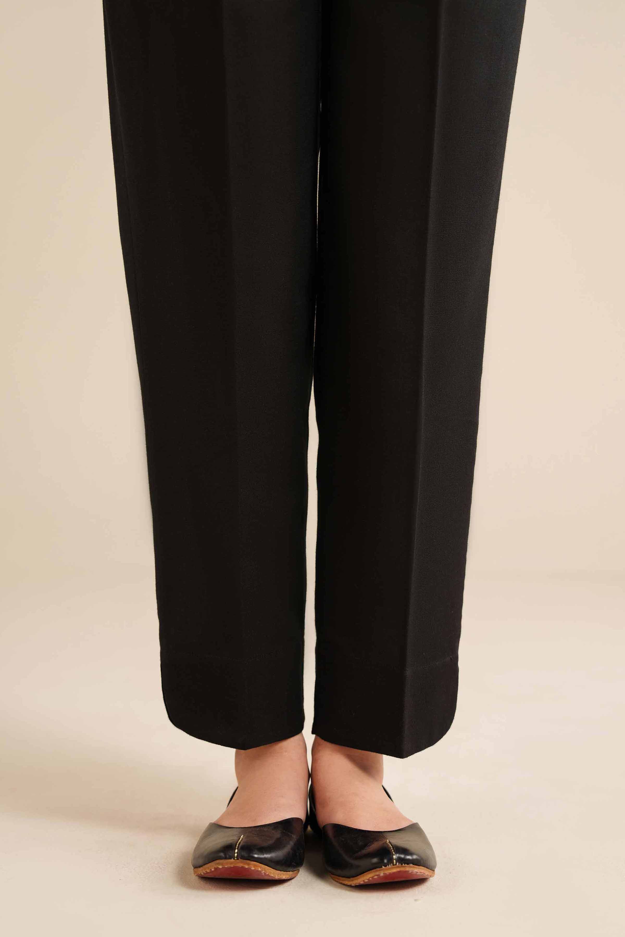 NISHATUAE - Black Solids Karandi Ready to wear Trousers