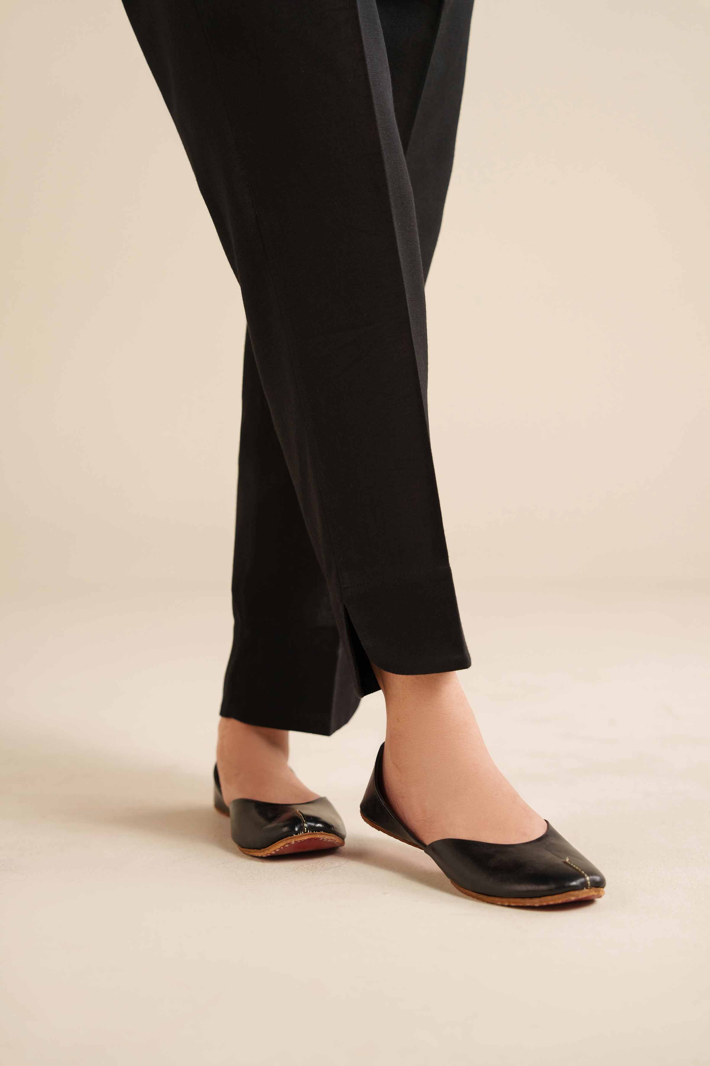 NISHATUAE - Black Solids Karandi Ready to wear Trousers