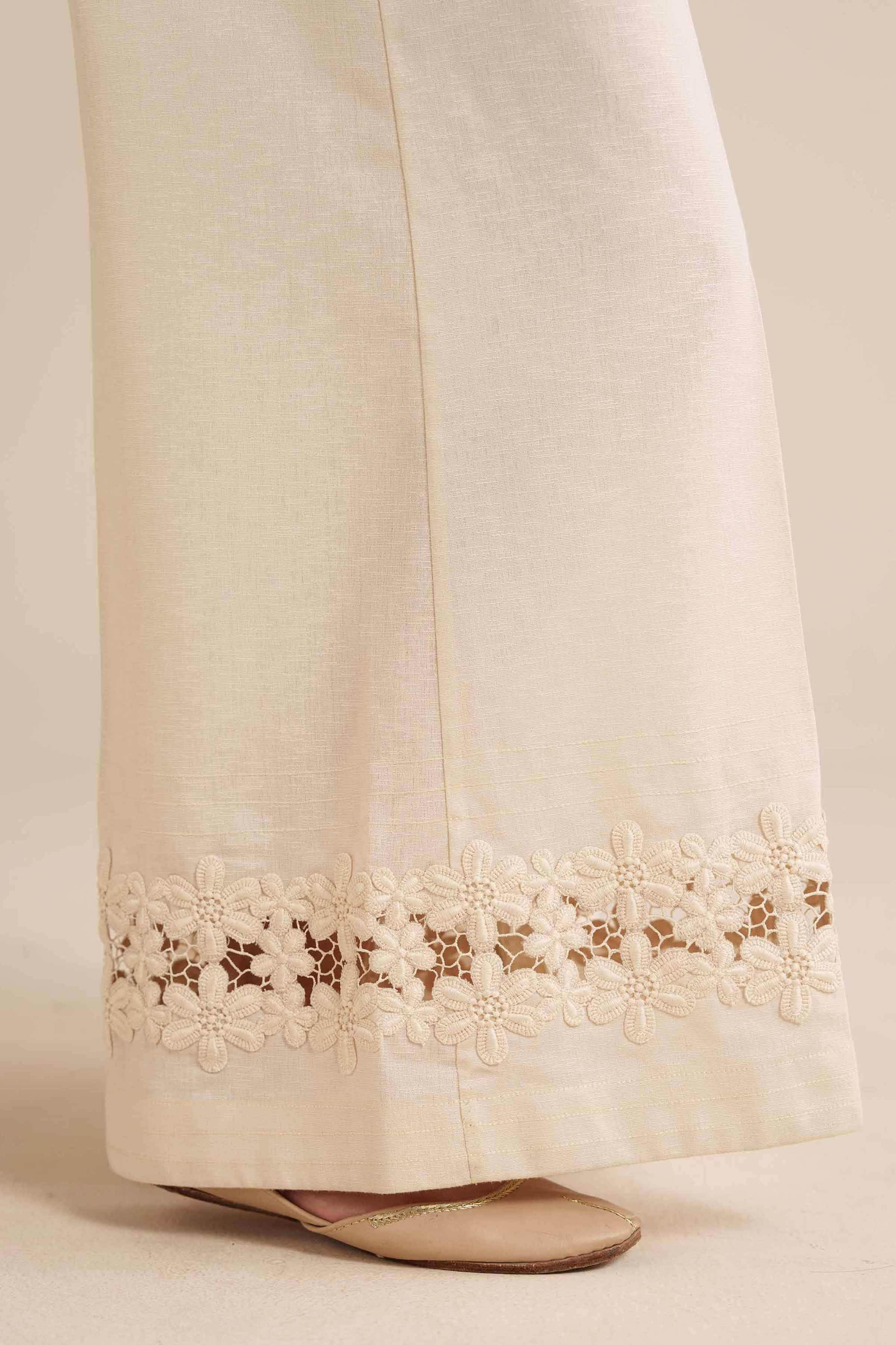 NISHATUAE - White Solids Karandi Ready to wear Pants