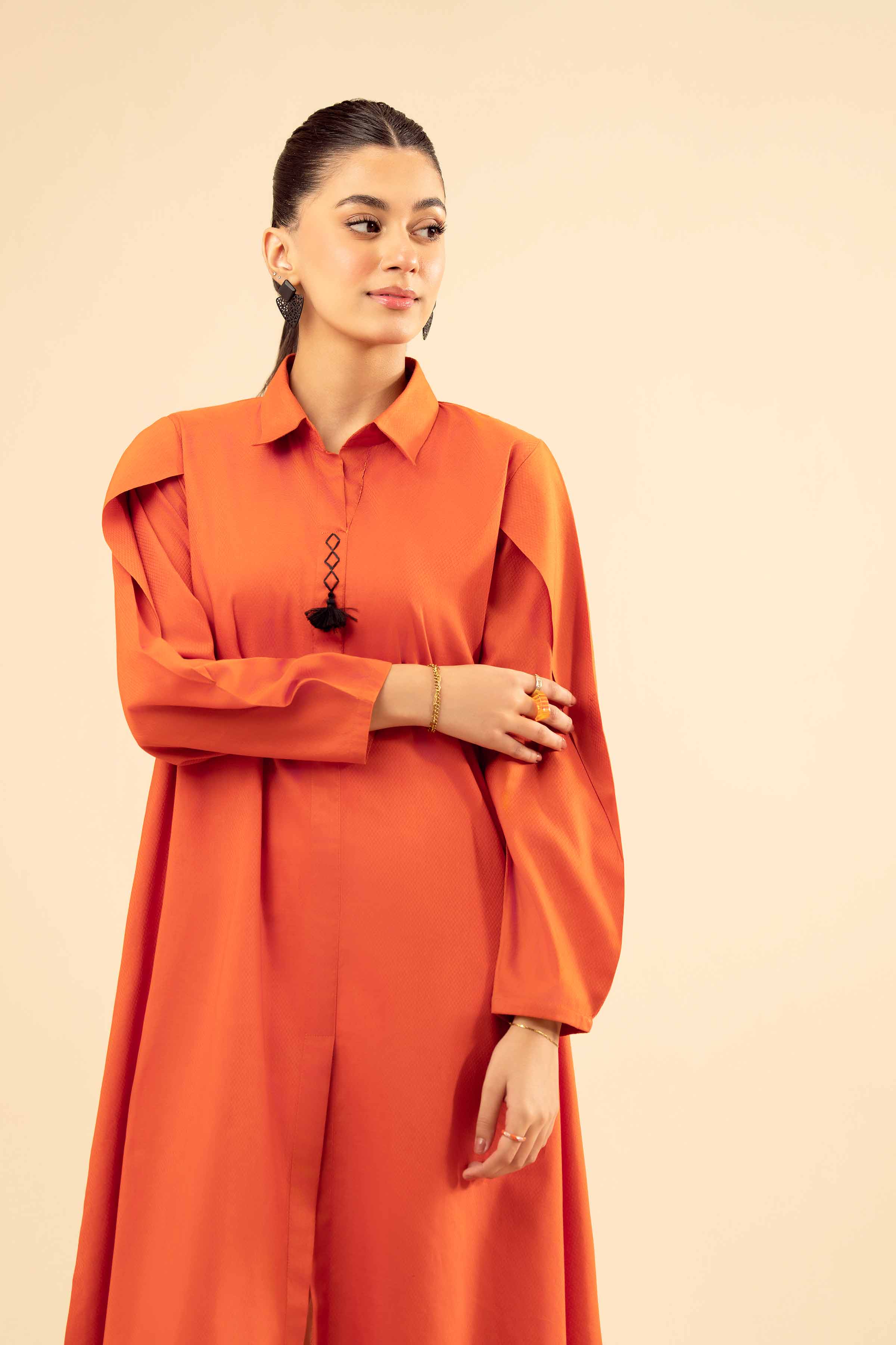 NISHATUAE - Orange Solids Cambric Ready to wear Shirt