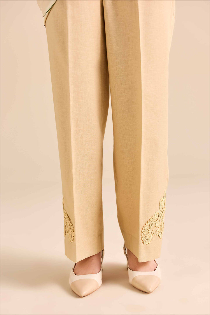 NISHATUAE - Beige Solids Karandi Ready to wear Pants