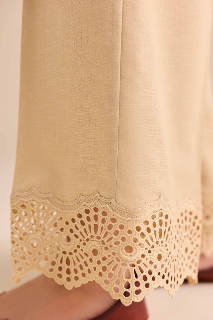 NISHATUAE - Beige Solids Karandi Ready to wear Trousers