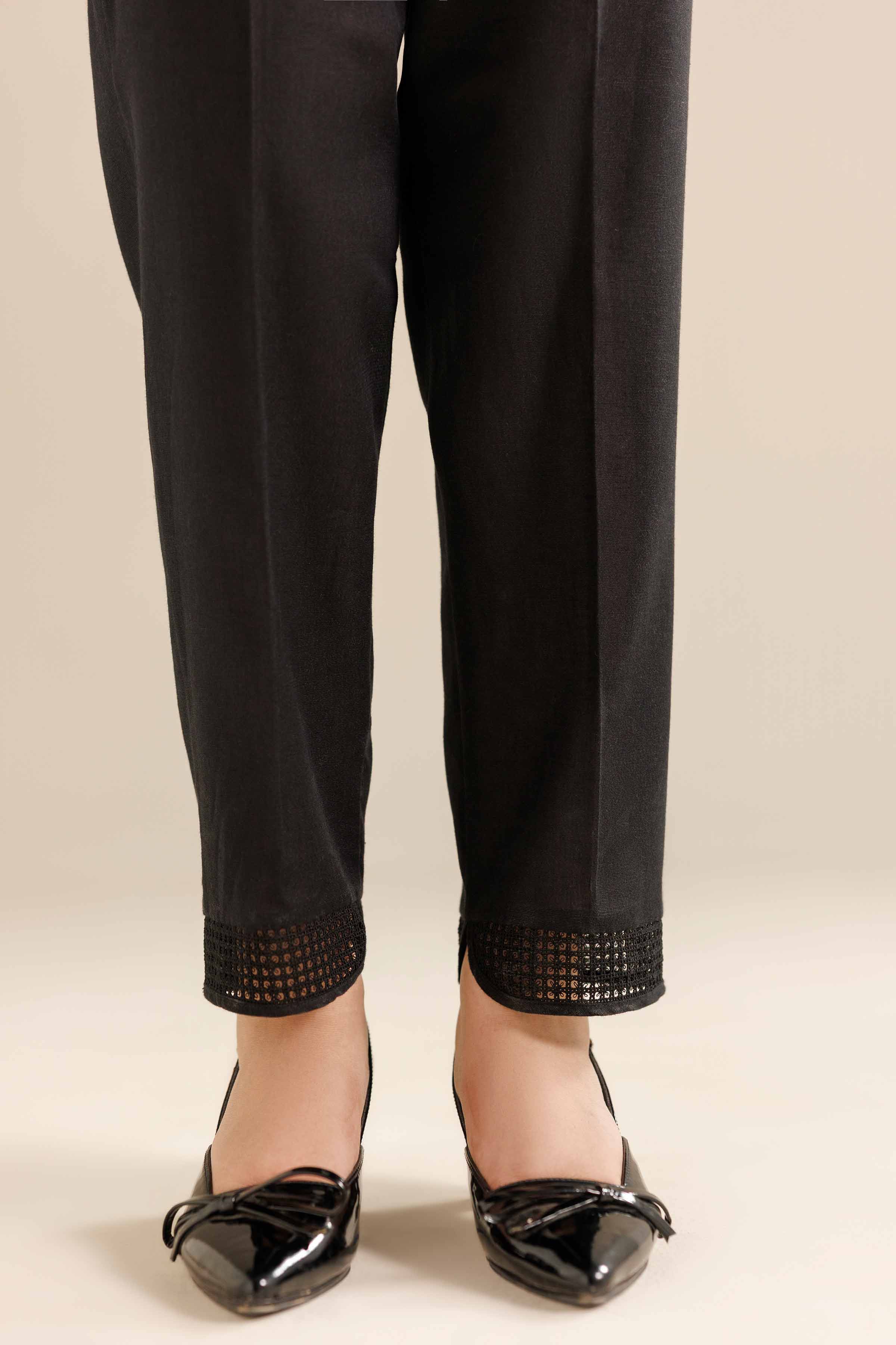 NISHATUAE - Black Solids Cambric Ready to wear Trousers