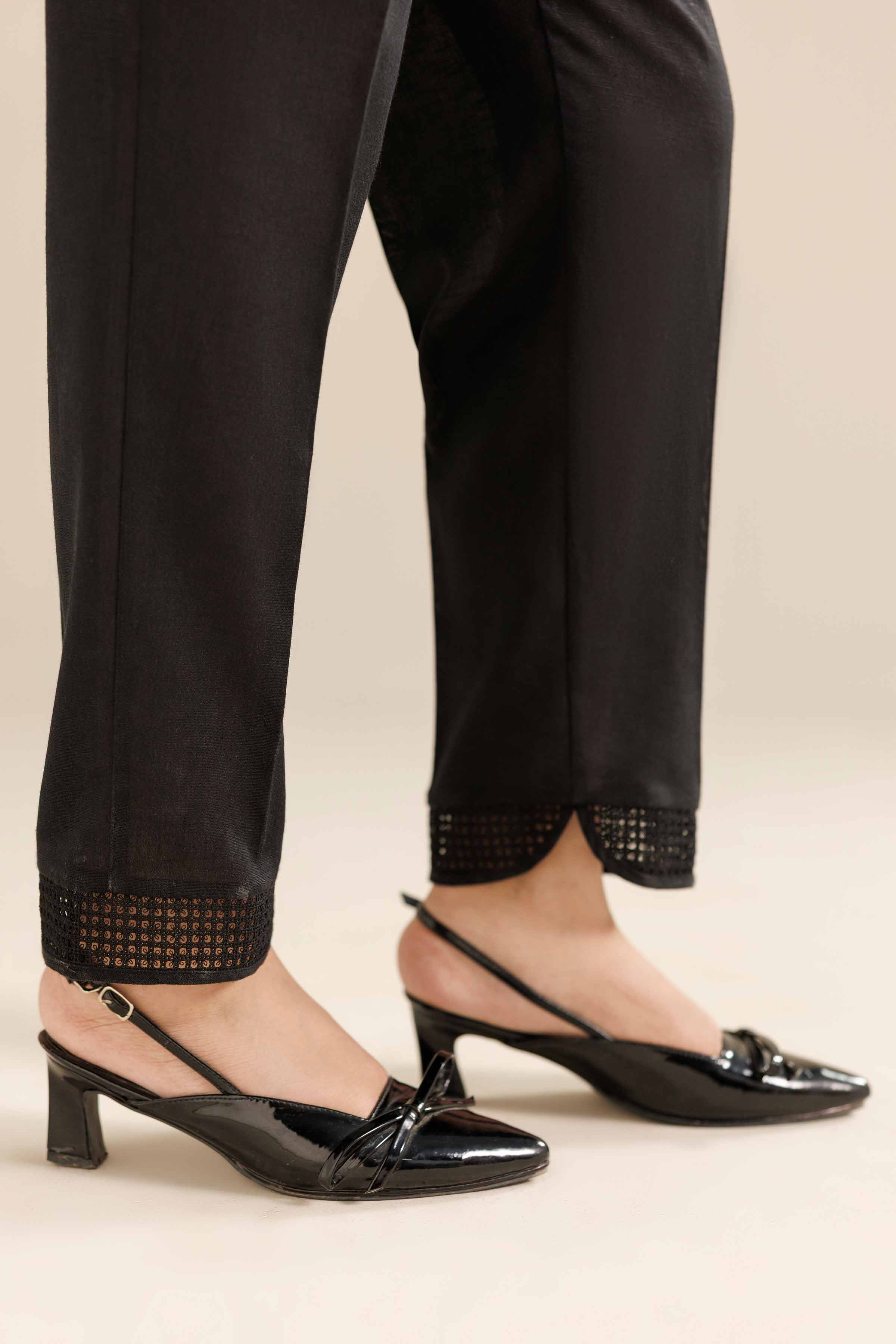 NISHATUAE - Black Solids Cambric Ready to wear Trousers