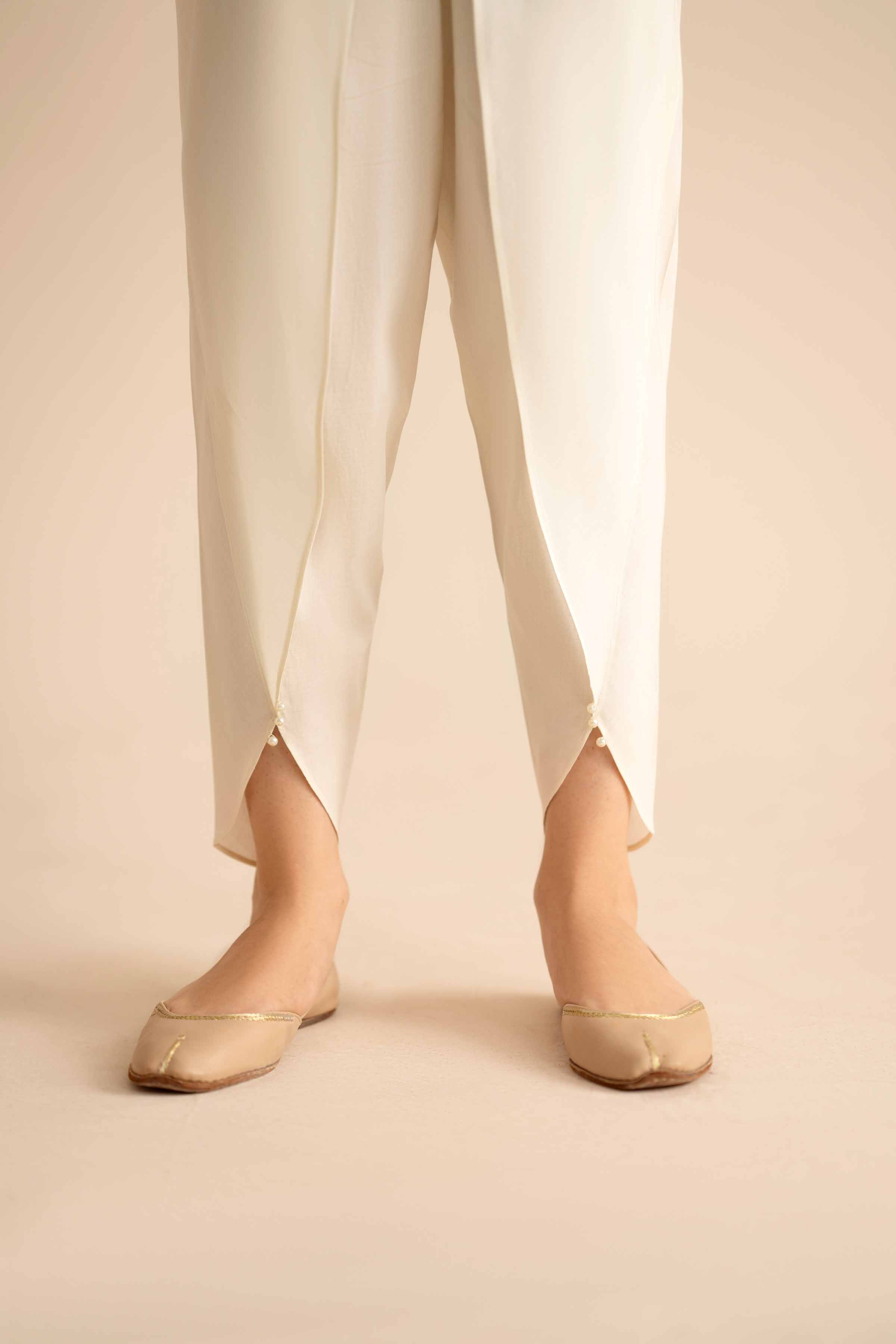 NISHATUAE - White Solids Cambric Ready to wear Shalwar