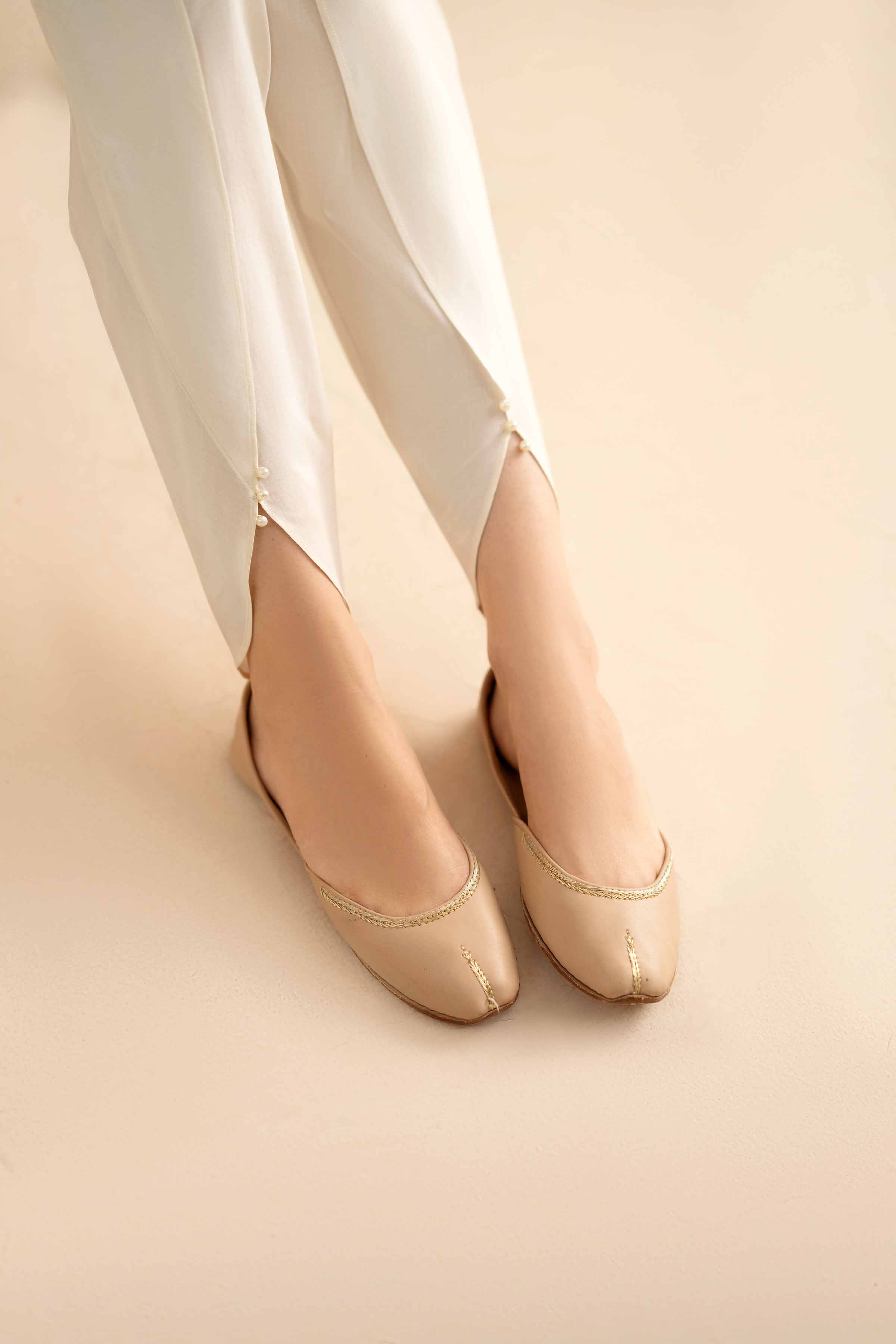 NISHATUAE - White Solids Cambric Ready to wear Shalwar