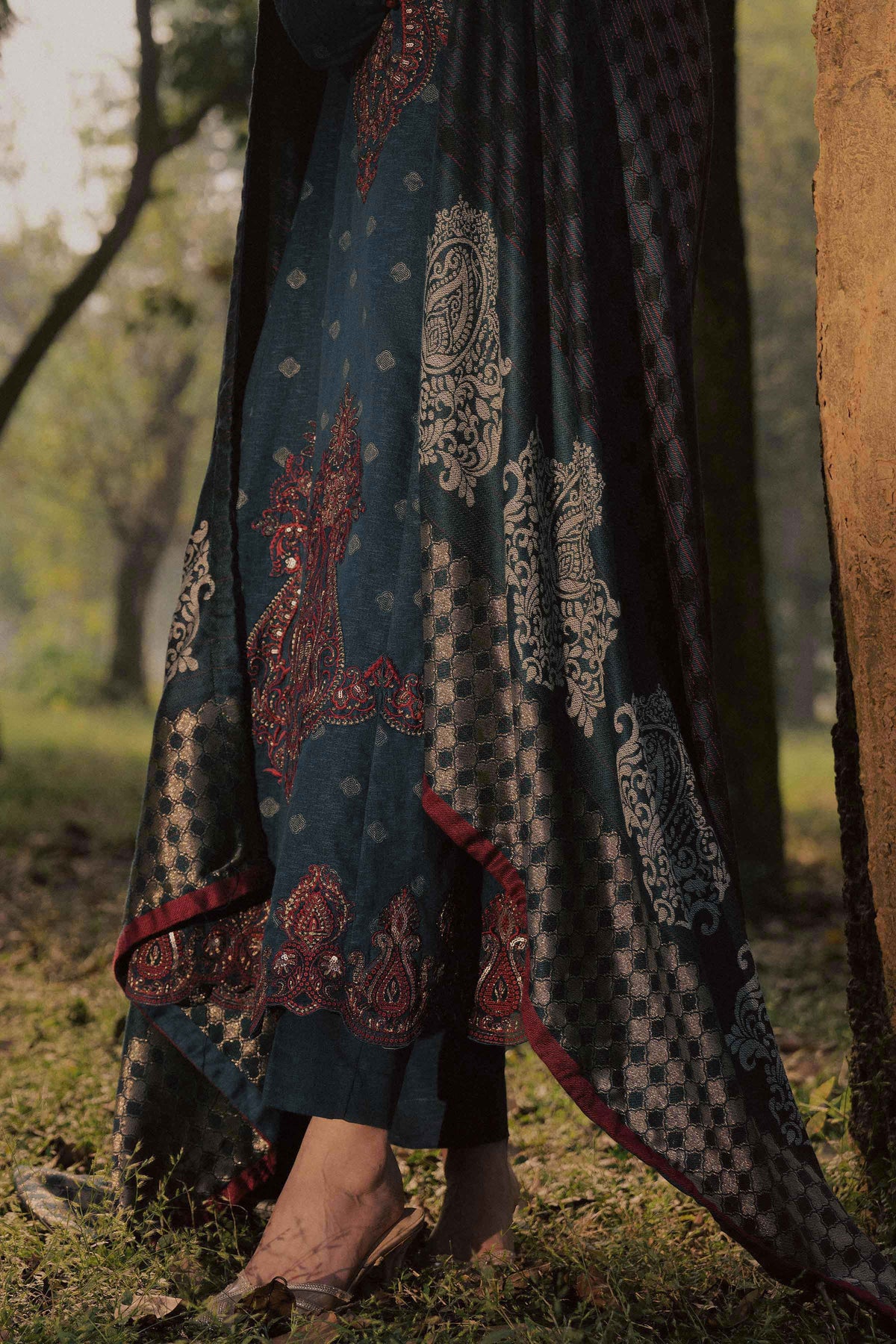 2 Piece - Printed Embroidered Suit - PW25-179