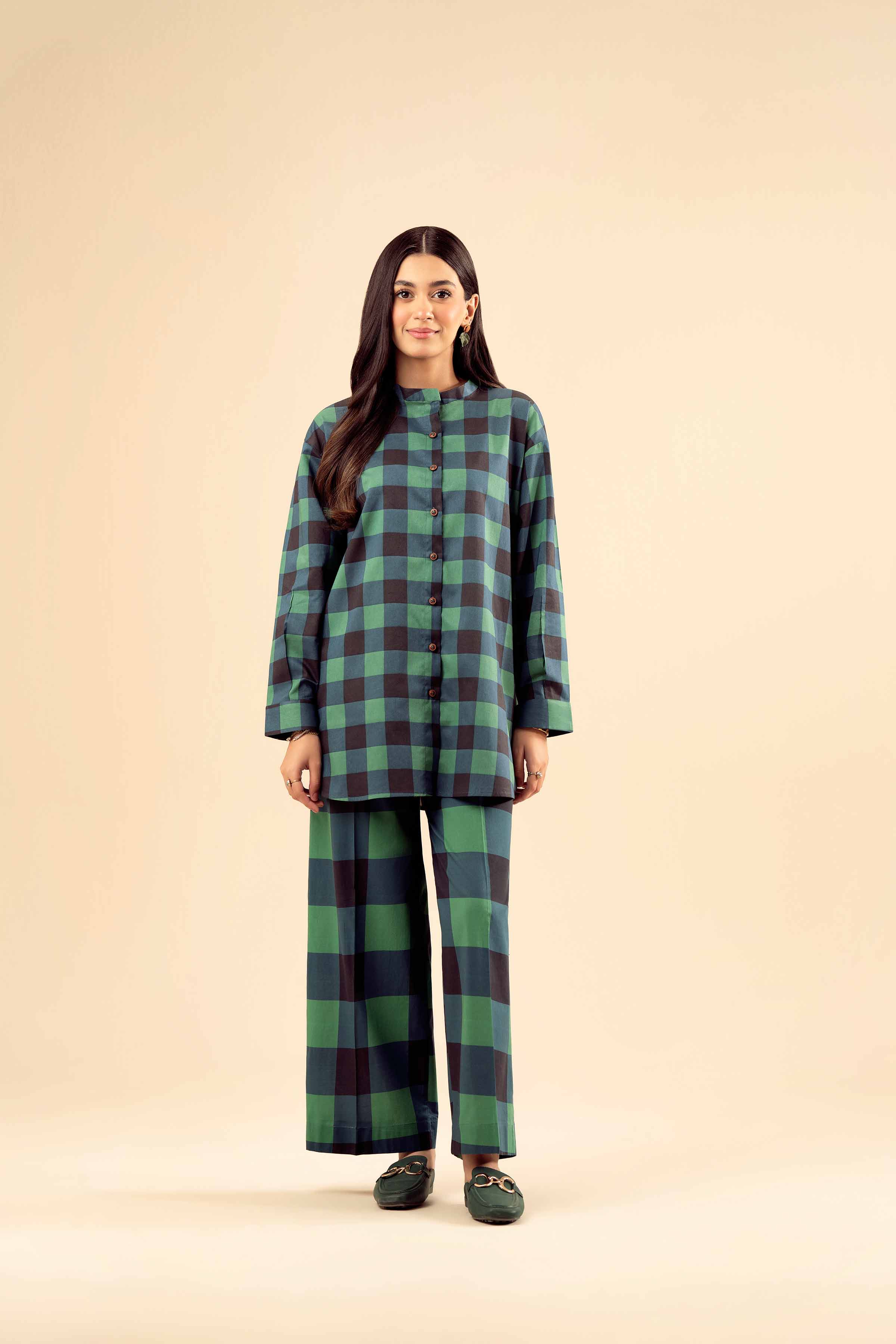 NISHATUAE - Green Printed Cambric 2-piece Ready to wear Dress
