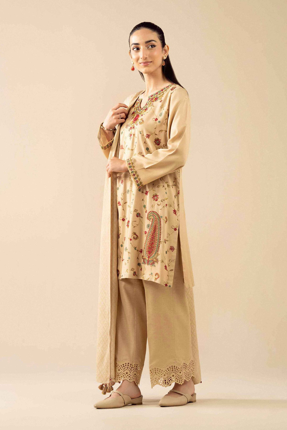 3 Piece - Embroidered Suit - PW25-186