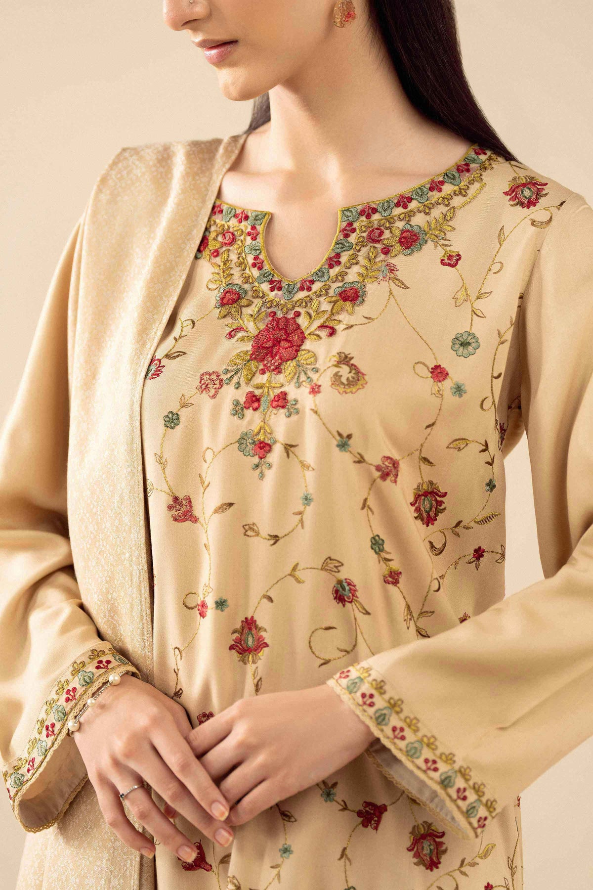 3 Piece - Embroidered Suit - PW25-186