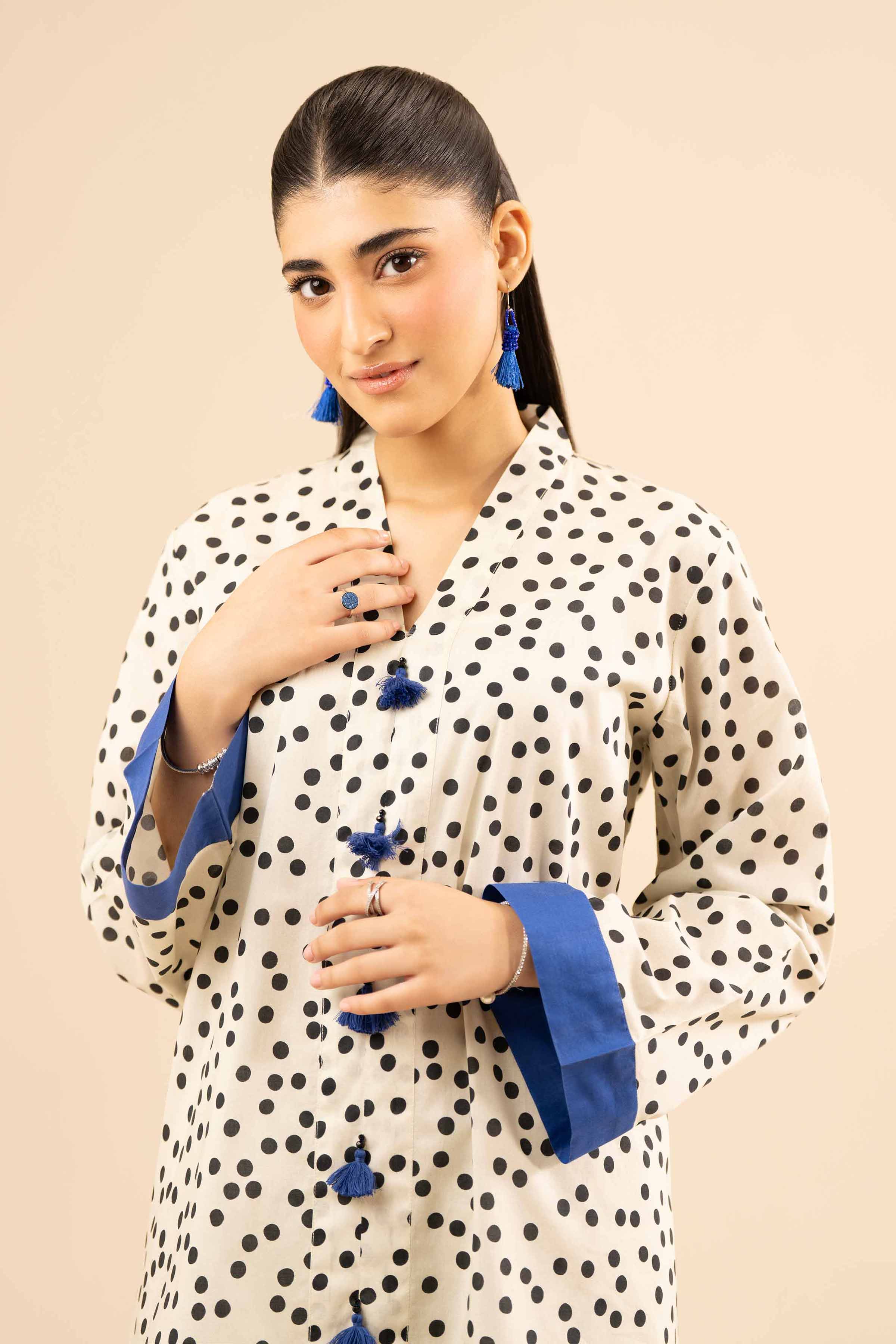 NISHATUAE - White Printed Cambric 2-piece Ready to wear Dress