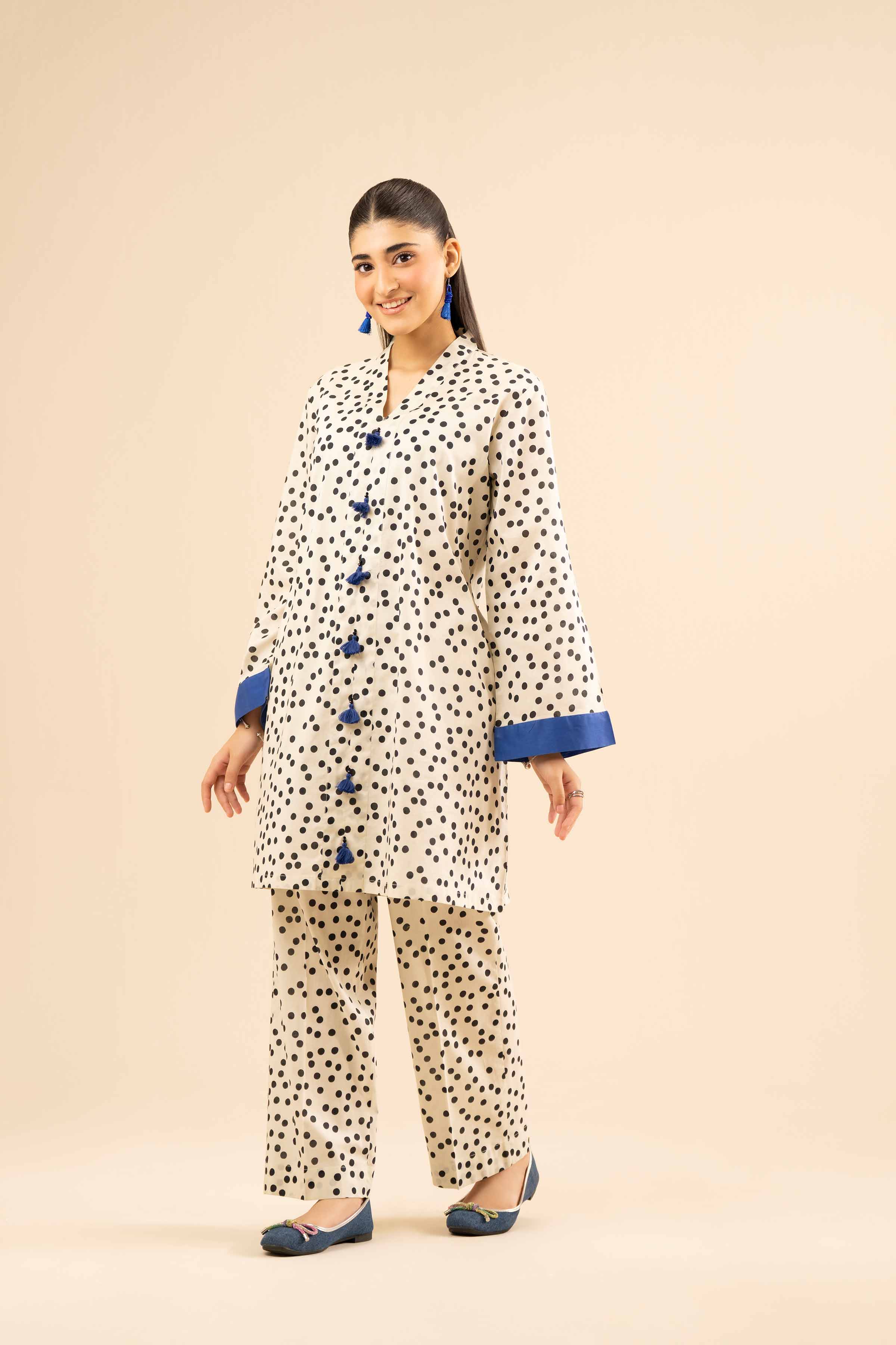 NISHATUAE - White Printed Cambric 2-piece Ready to wear Dress
