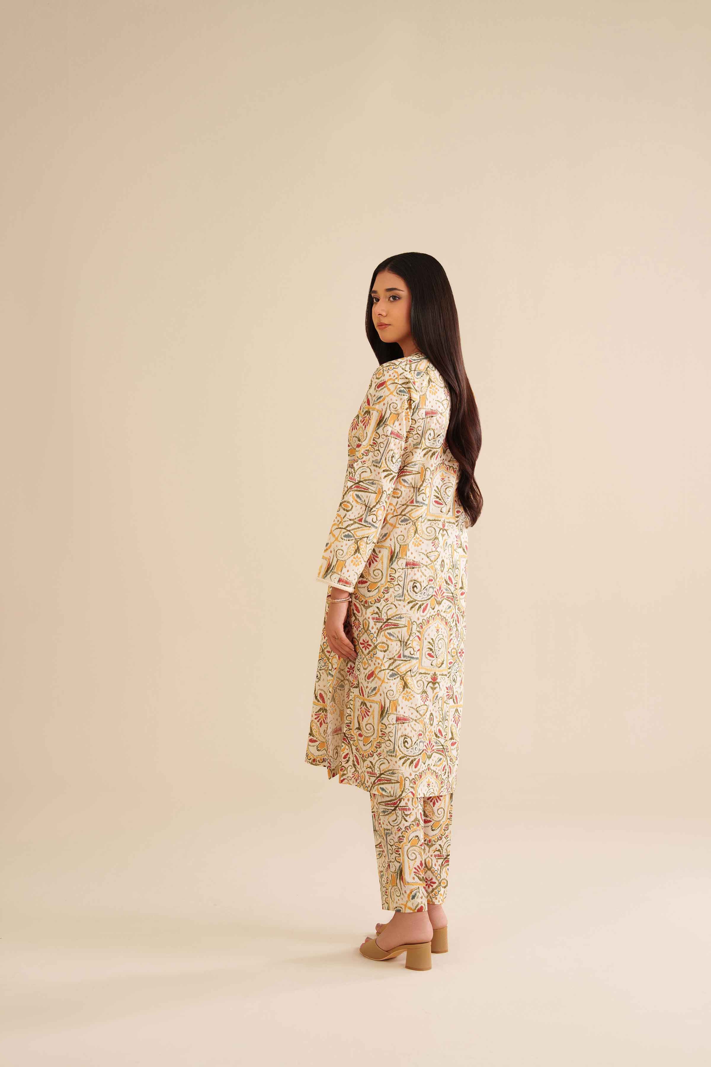 NISHATUAE - White Printed Cambric 2-piece Ready to wear Dress