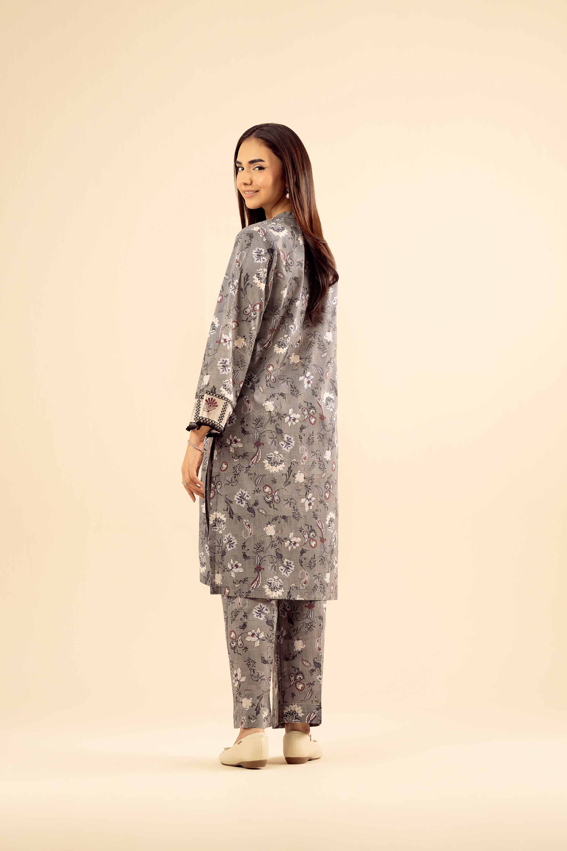 NISHATUAE - Grey Embroidered Cambric 2-piece Ready to wear Dress