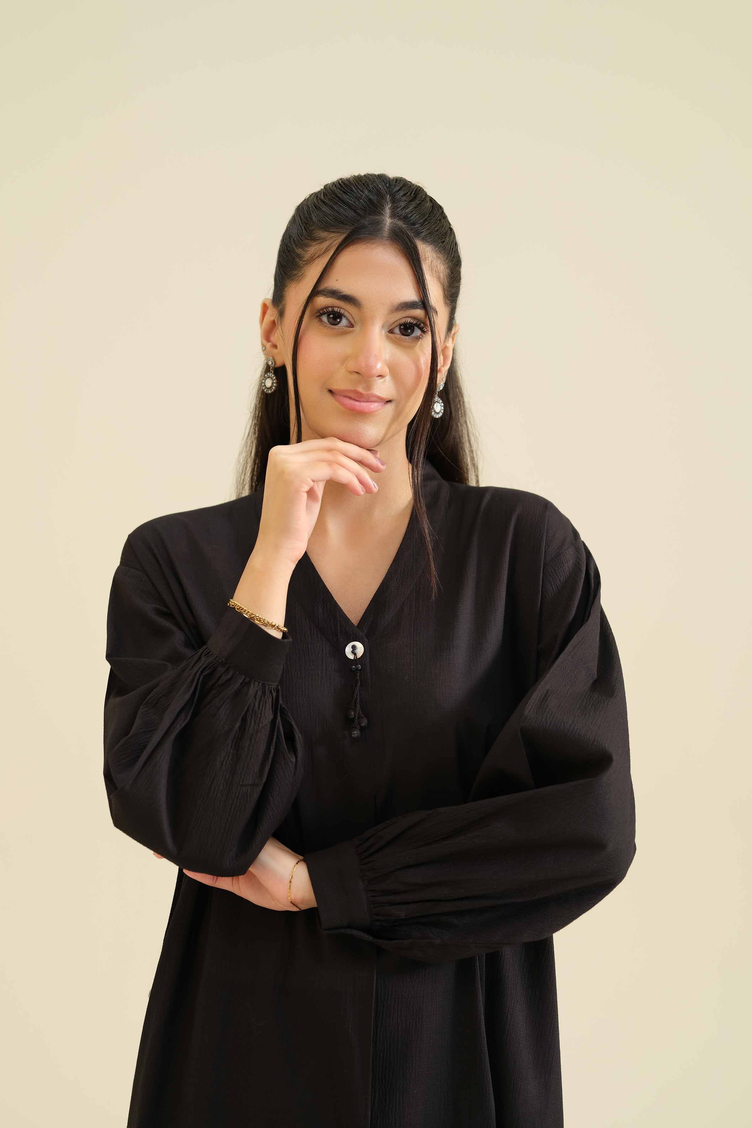 NISHATUAE - Black Solids Crush 2-piece Ready to wear Dress