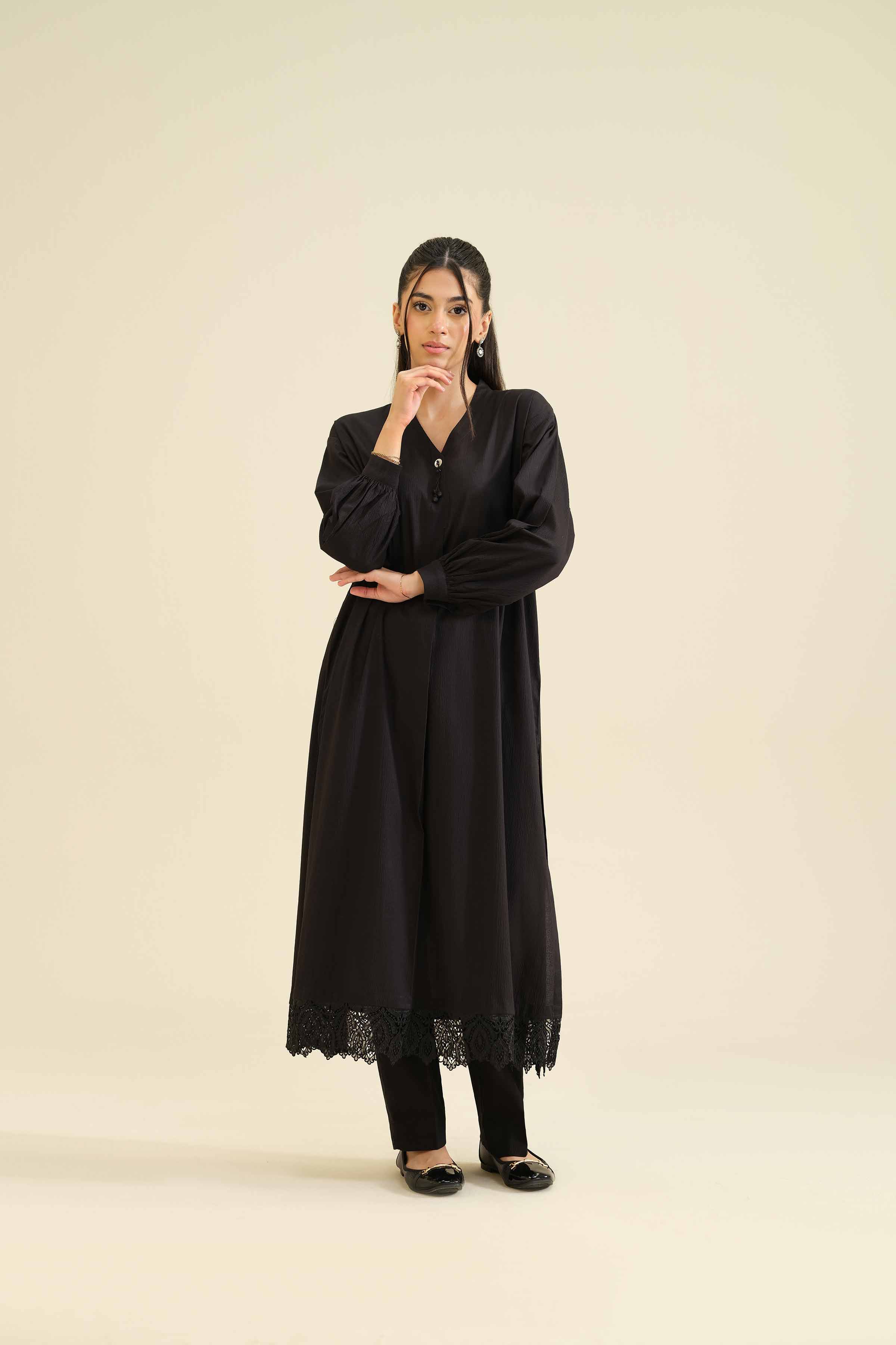 NISHATUAE - Black Solids Crush 2-piece Ready to wear Dress