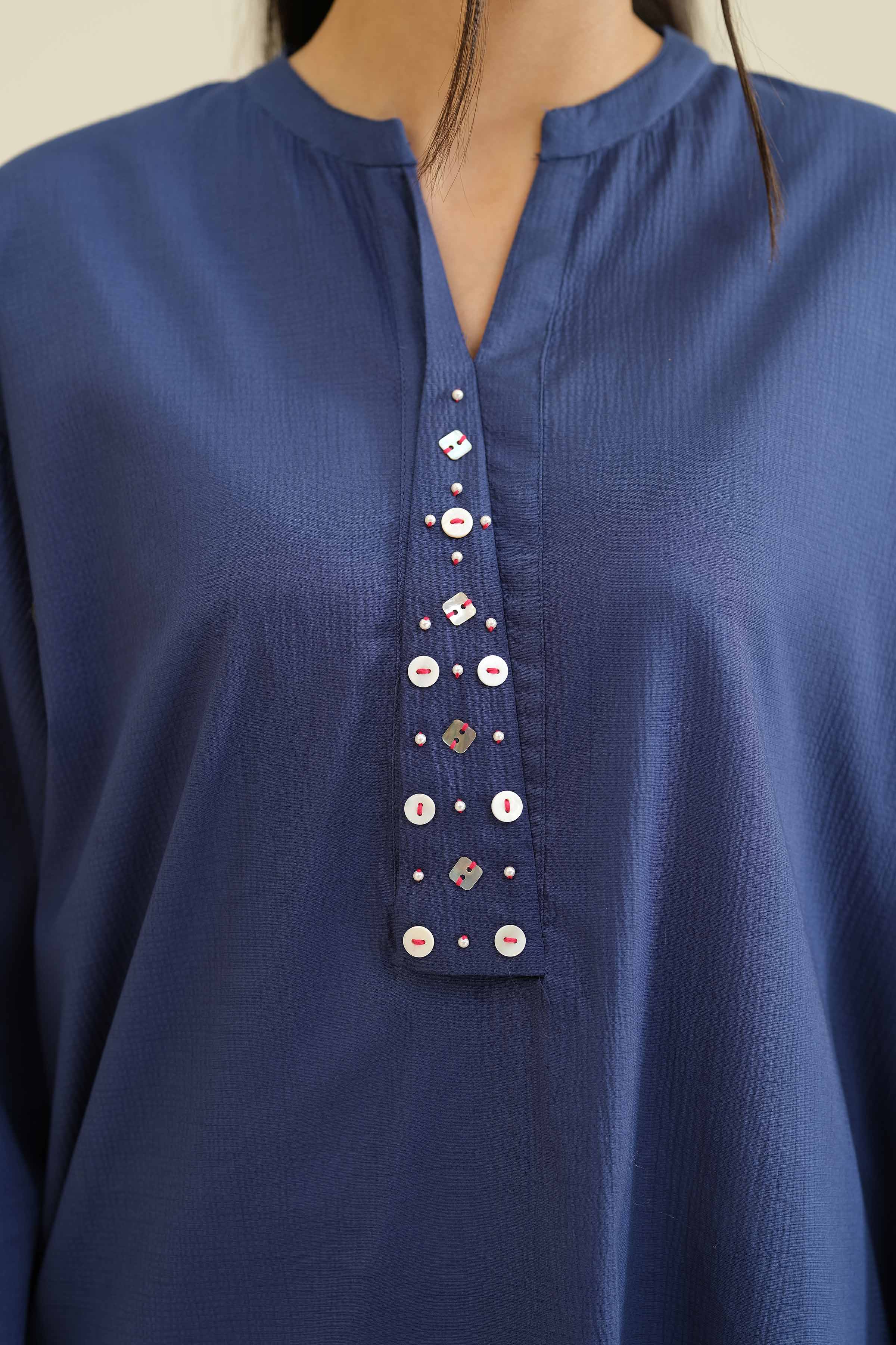 NISHATUAE - Blue Solids Crush 2-piece Ready to wear Dress