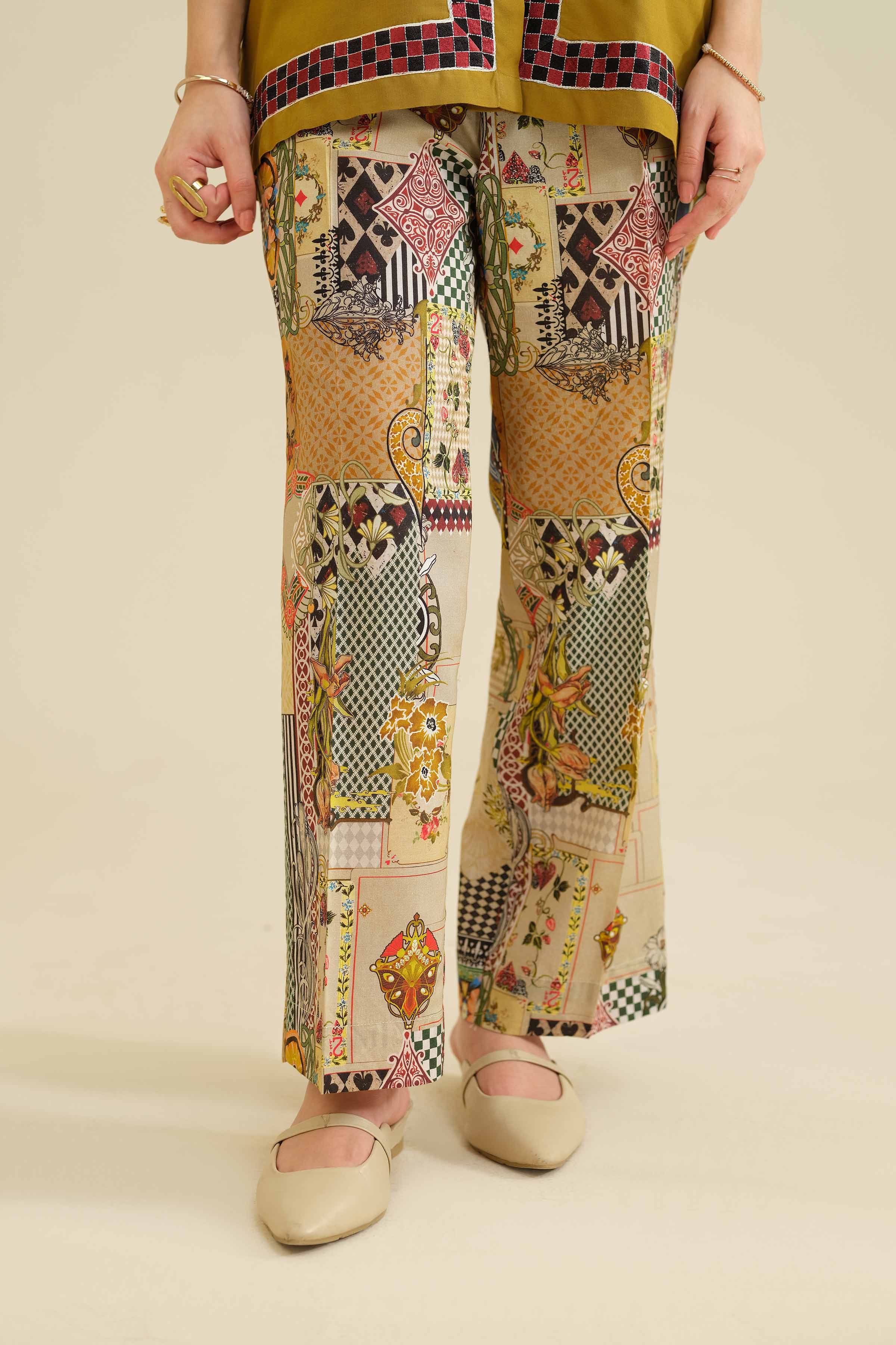 NISHATUAE - Mustard Embroidered Tropical 2-piece Ready to wear Dress