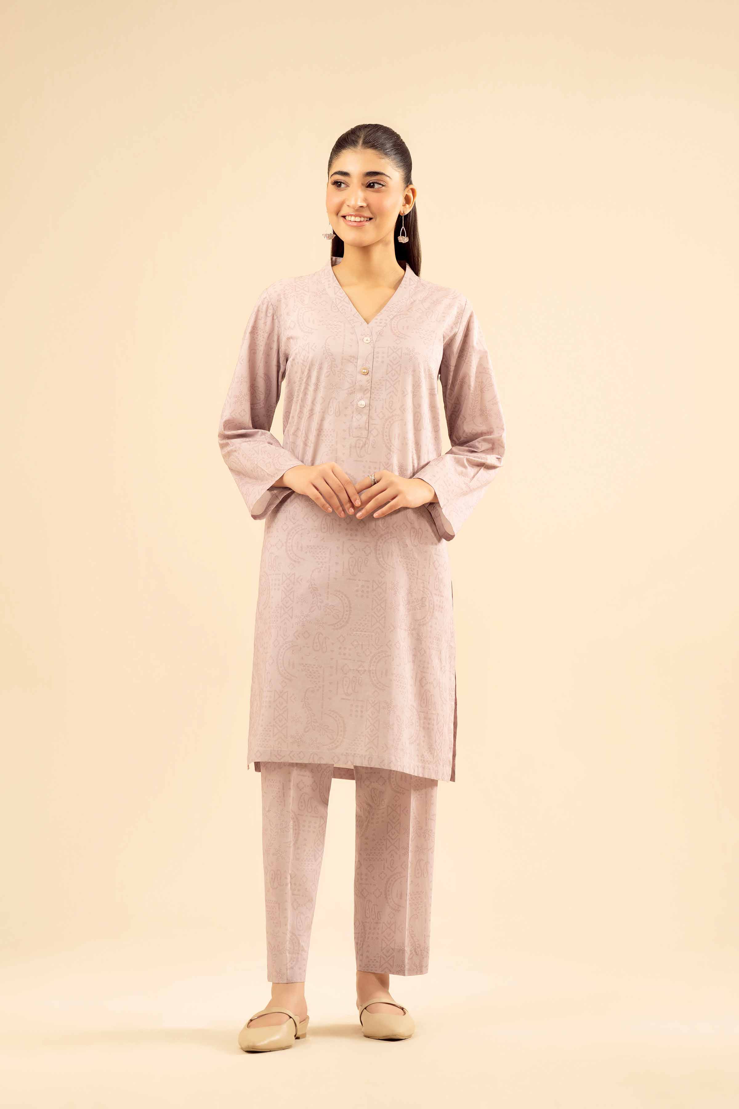 NISHATUAE - Pink Printed Cambric 2-piece Ready to wear Dress