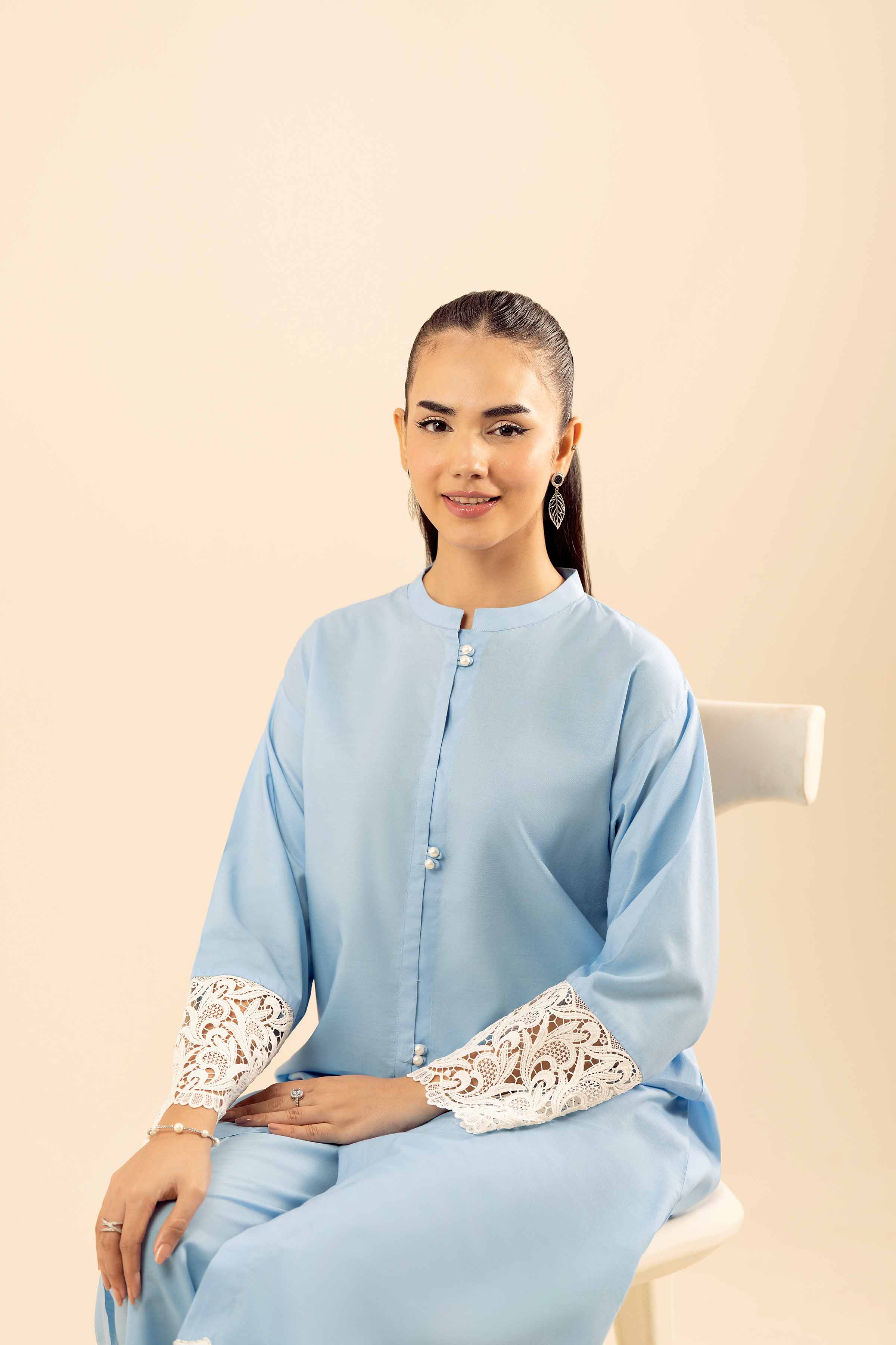 NISHATUAE - Blue Solids Tropical 2-piece Ready to wear Dress