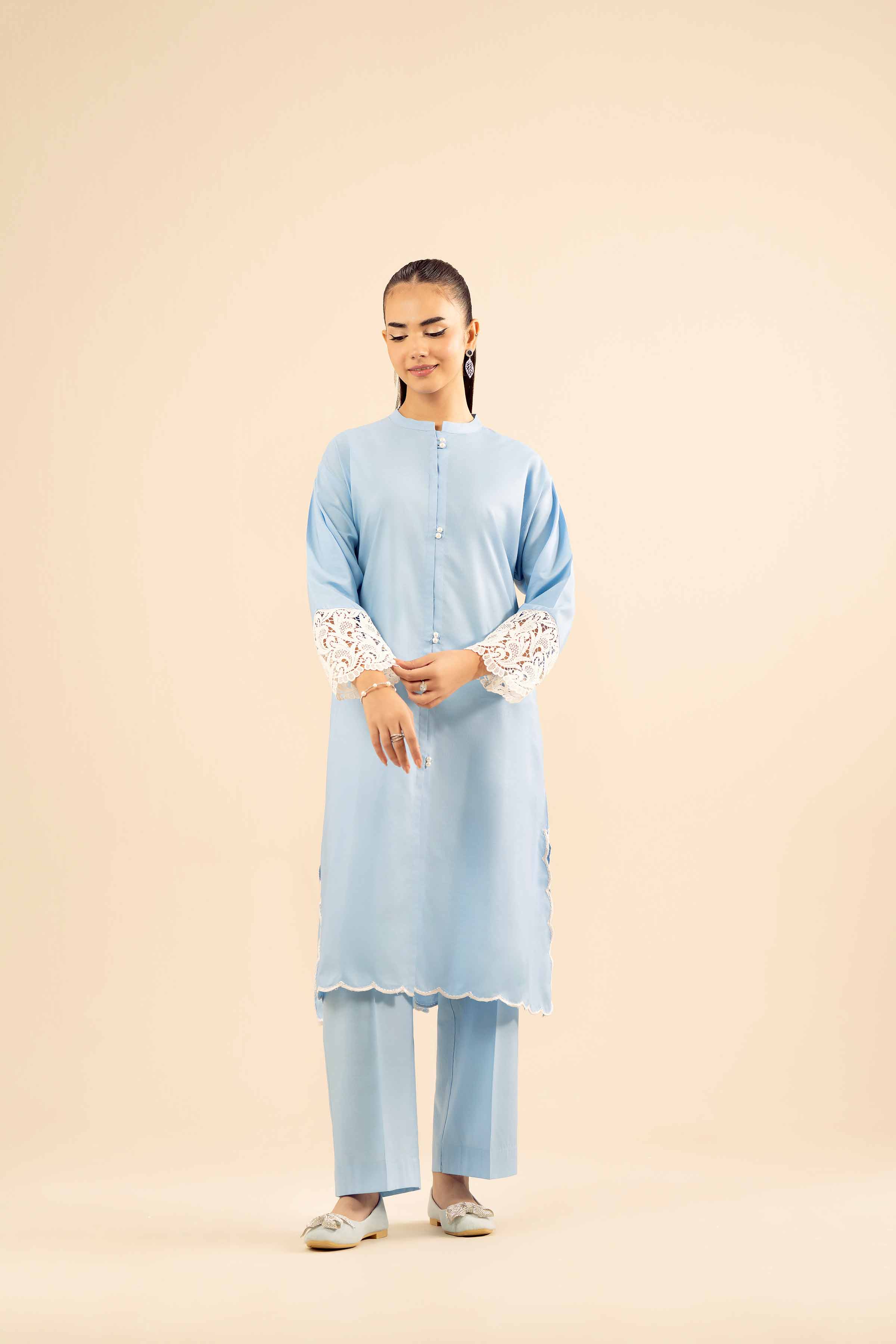 NISHATUAE - Blue Solids Tropical 2-piece Ready to wear Dress