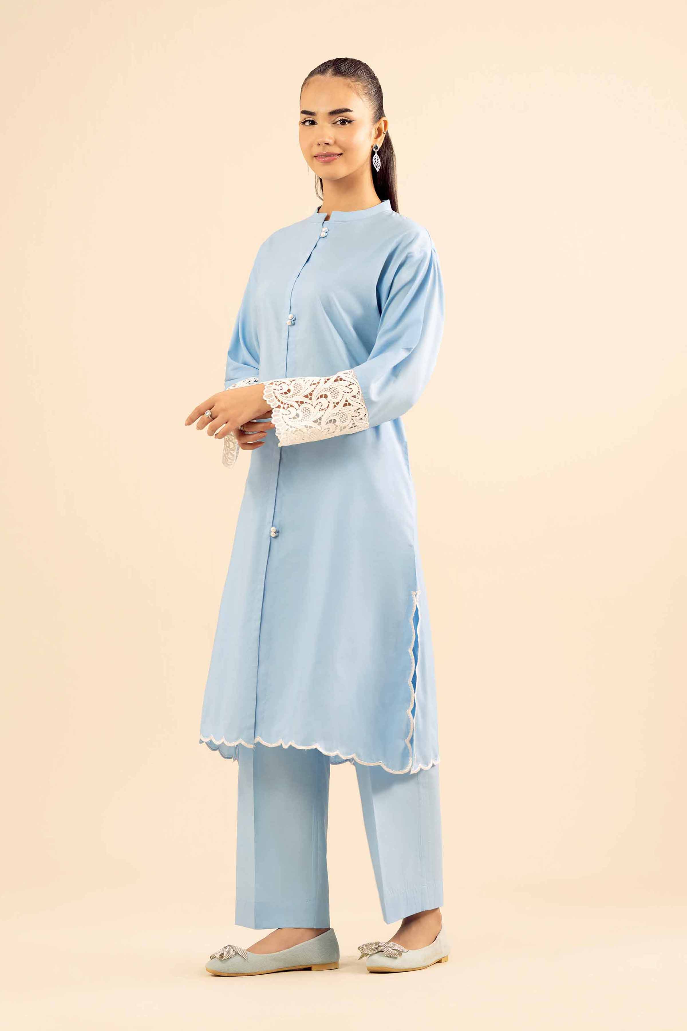 NISHATUAE - Blue Solids Tropical 2-piece Ready to wear Dress