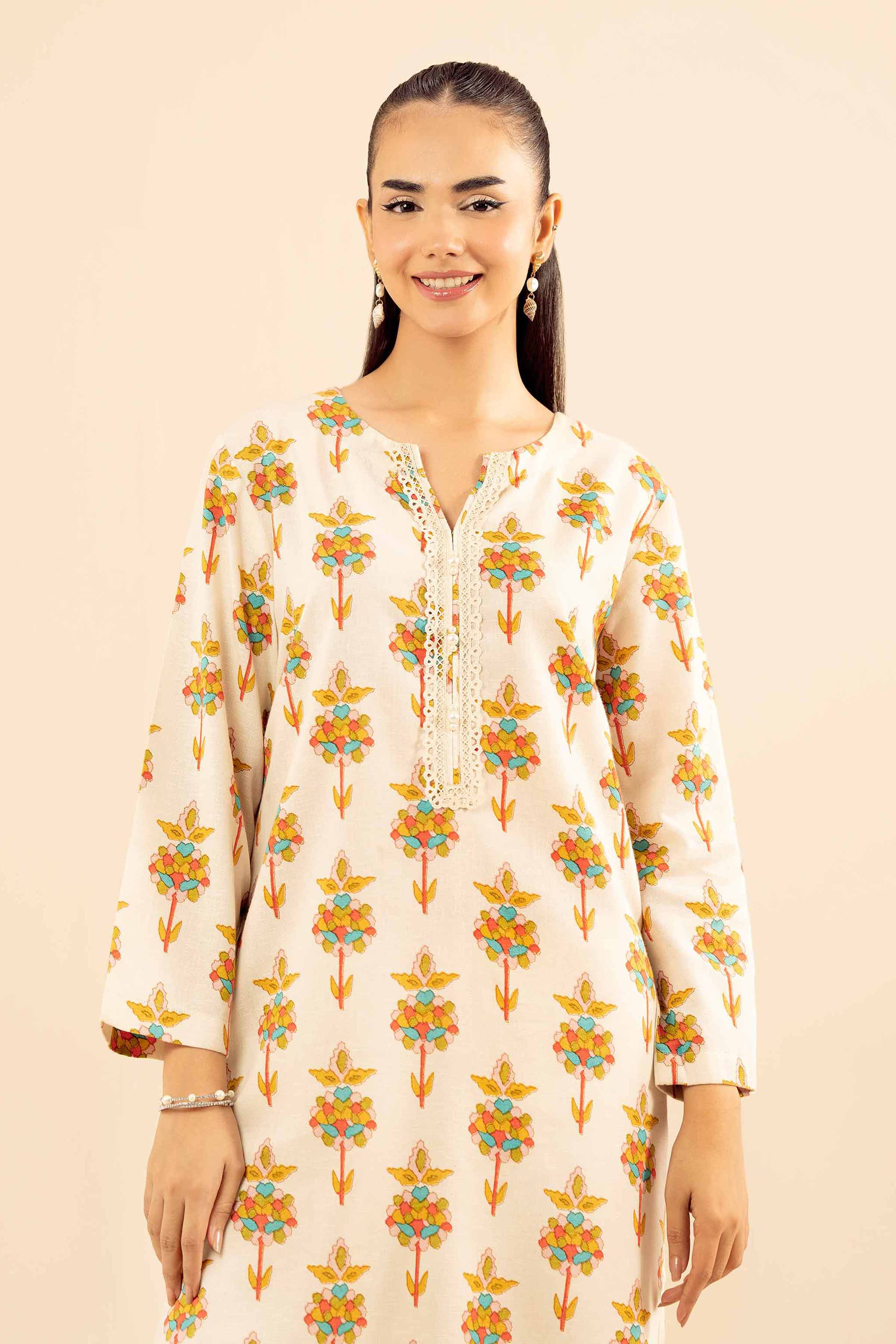 NISHATUAE - Off White Embroidered Karandi 2-piece Ready to wear Dress