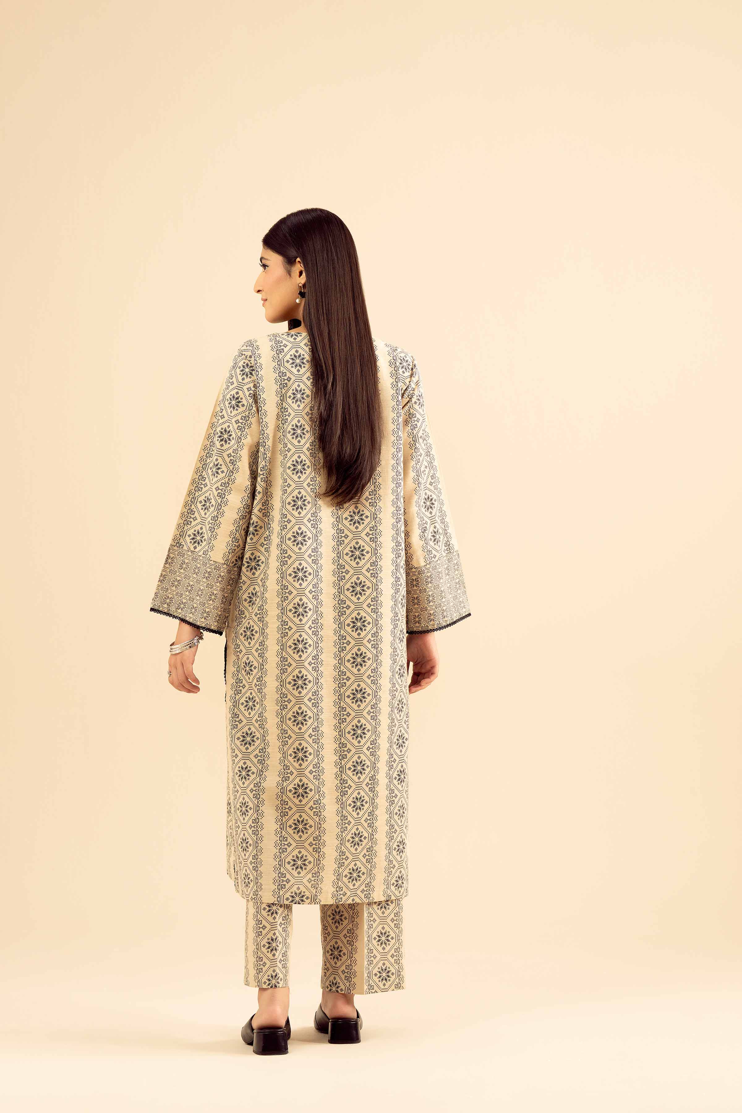 NISHATUAE - Beige Embroidered Khaddar 2-piece Ready to wear Dress