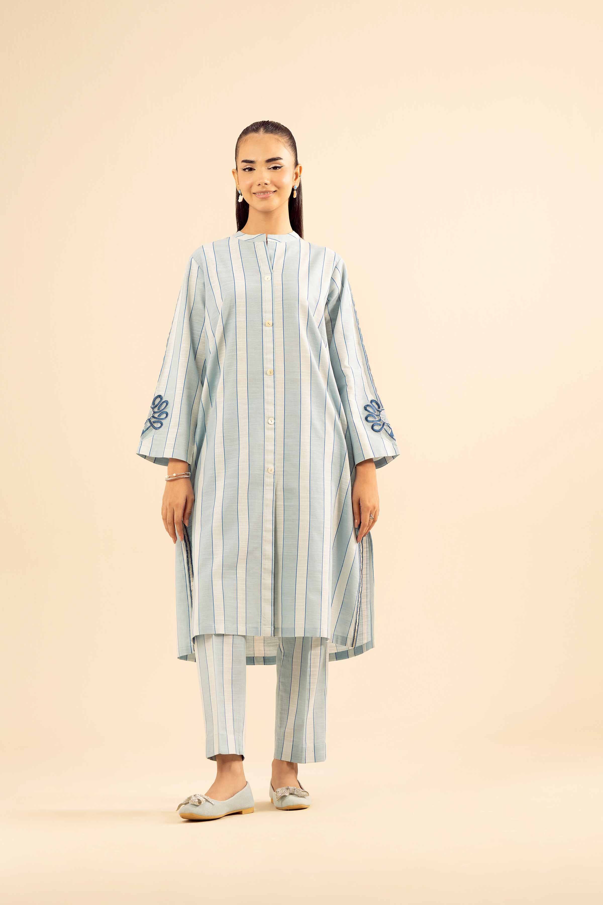 NISHATUAE - Blue Embroidered Khaddar 2-piece Ready to wear Dress