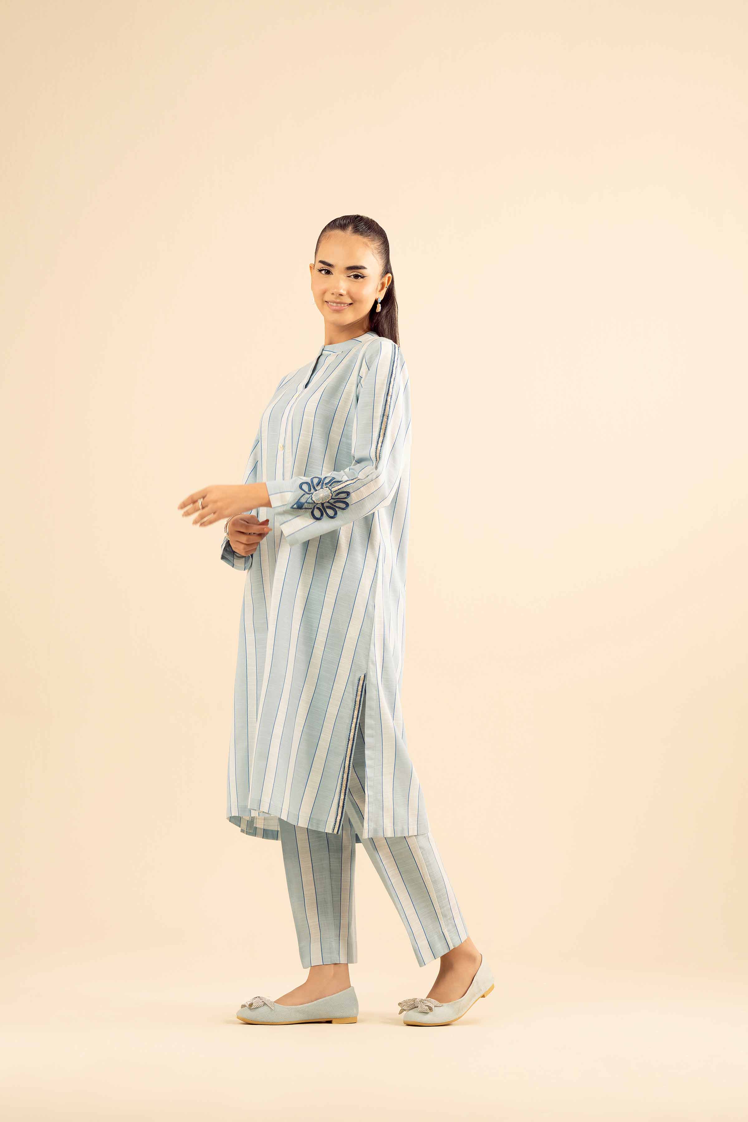 NISHATUAE - Blue Embroidered Khaddar 2-piece Ready to wear Dress