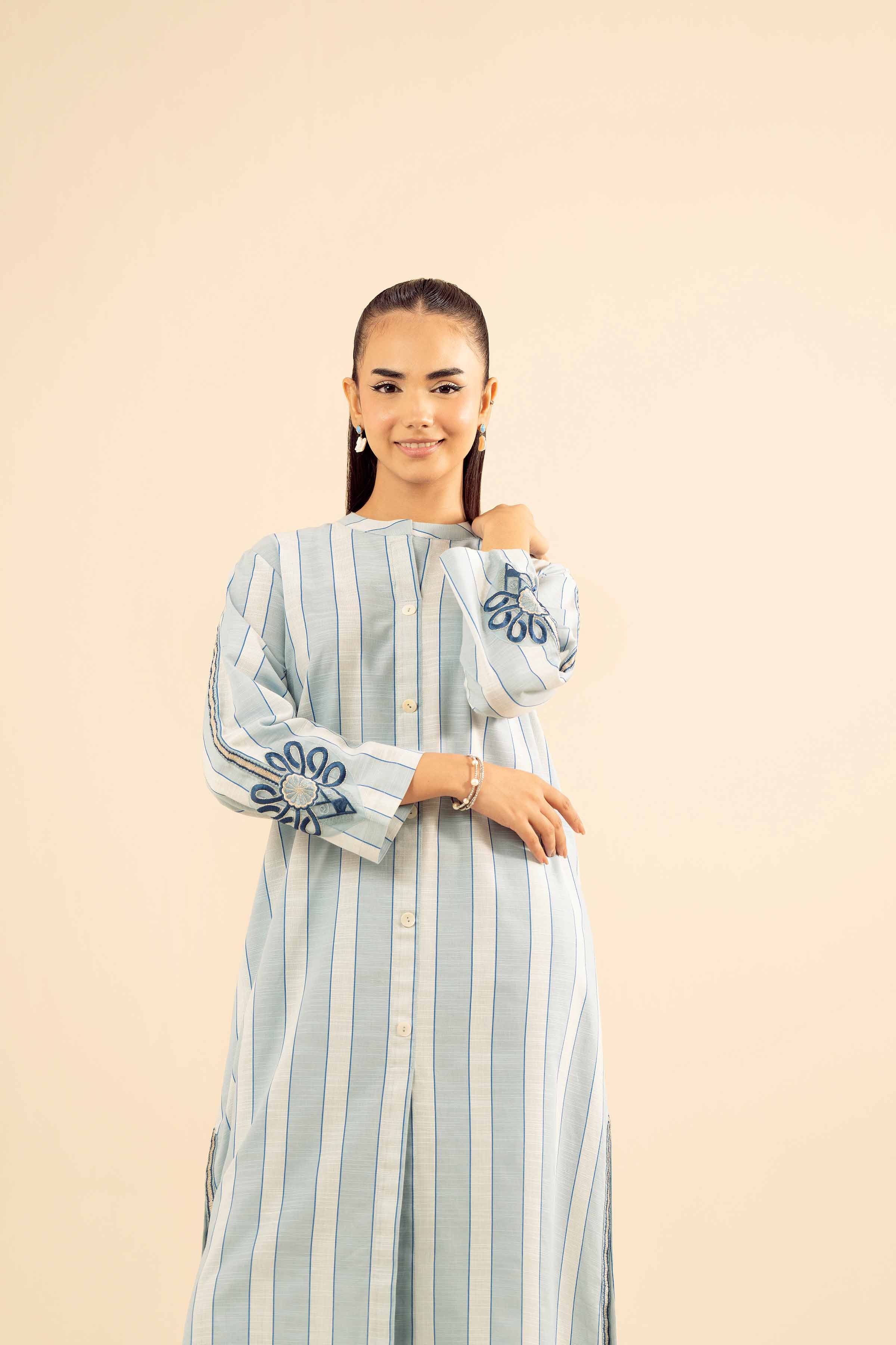 NISHATUAE - Blue Embroidered Khaddar 2-piece Ready to wear Dress