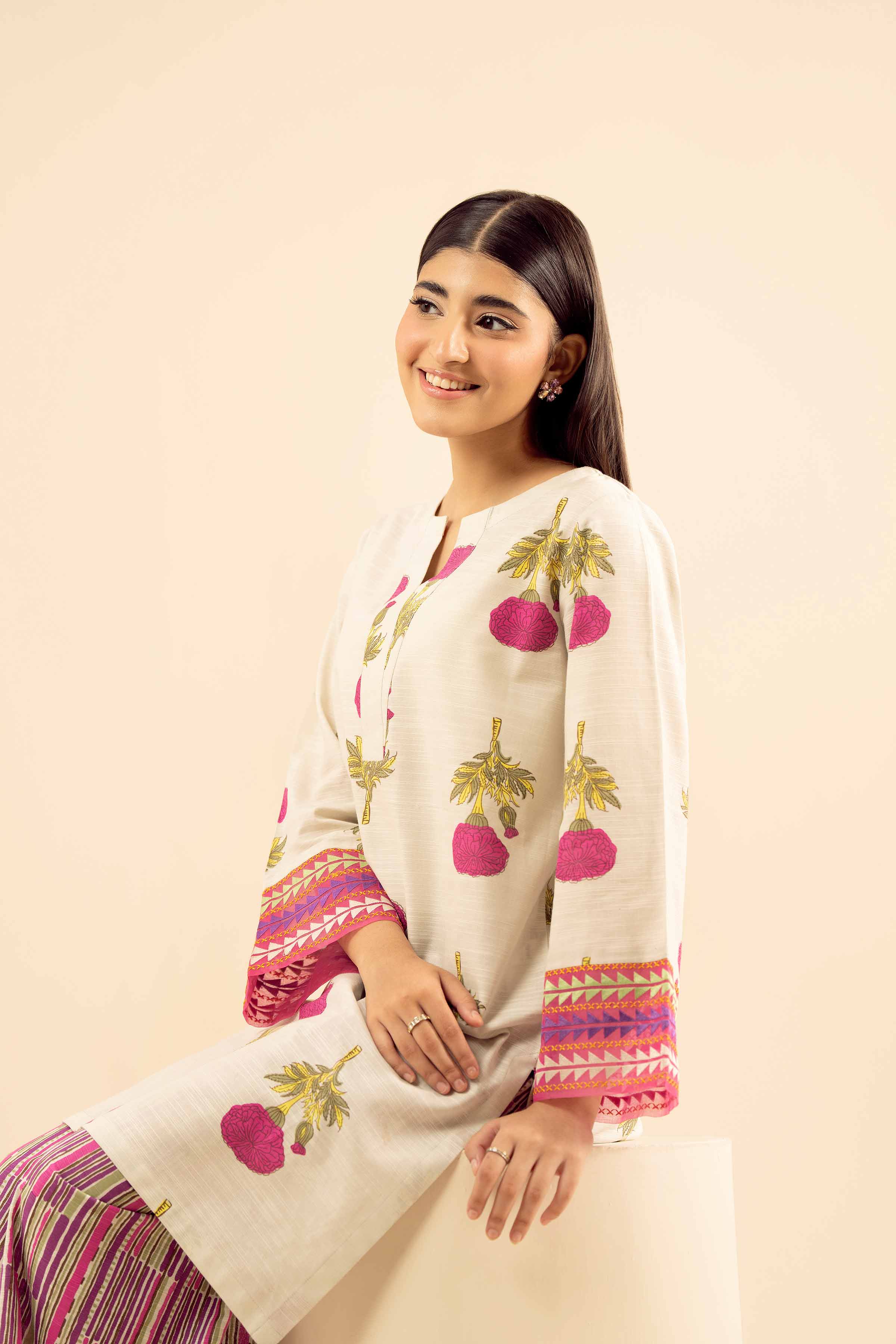NISHATUAE - Beige Embroidered Khaddar 2-piece Ready to wear Dress