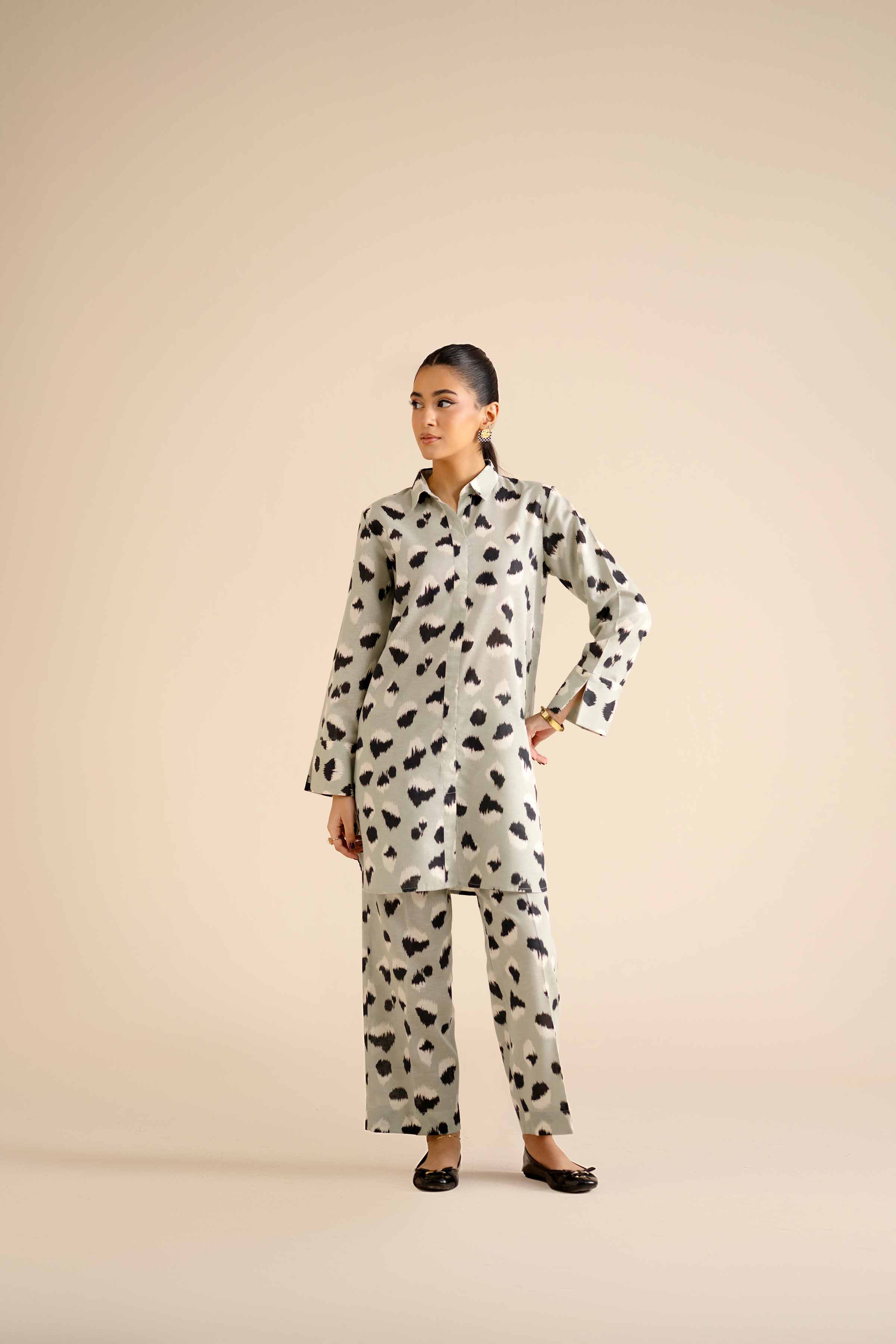 NISHATUAE - Green Printed Karandi 2-piece Ready to wear Dress