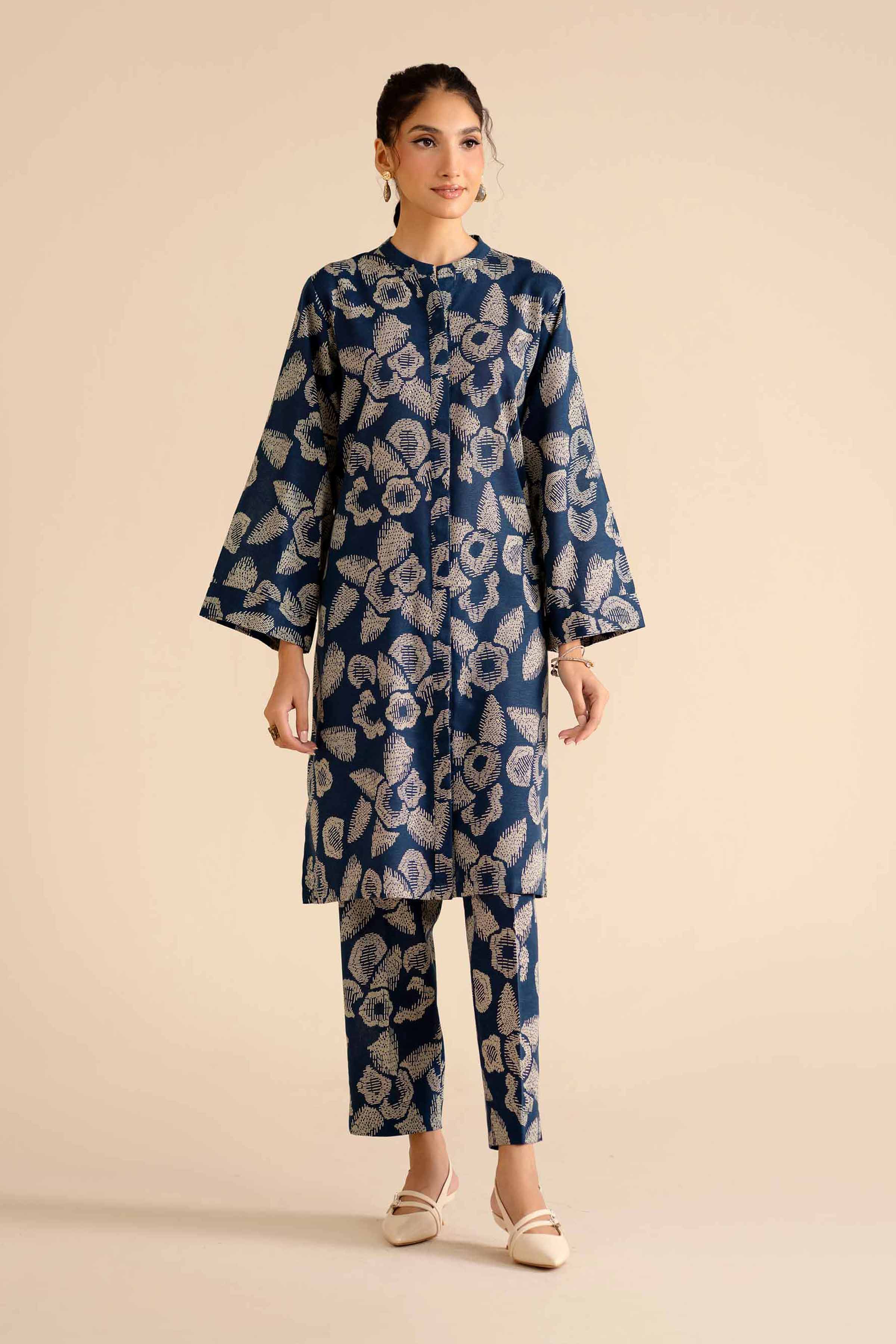 NISHATUAE - Blue Printed Karandi 2-piece Ready to wear Dress